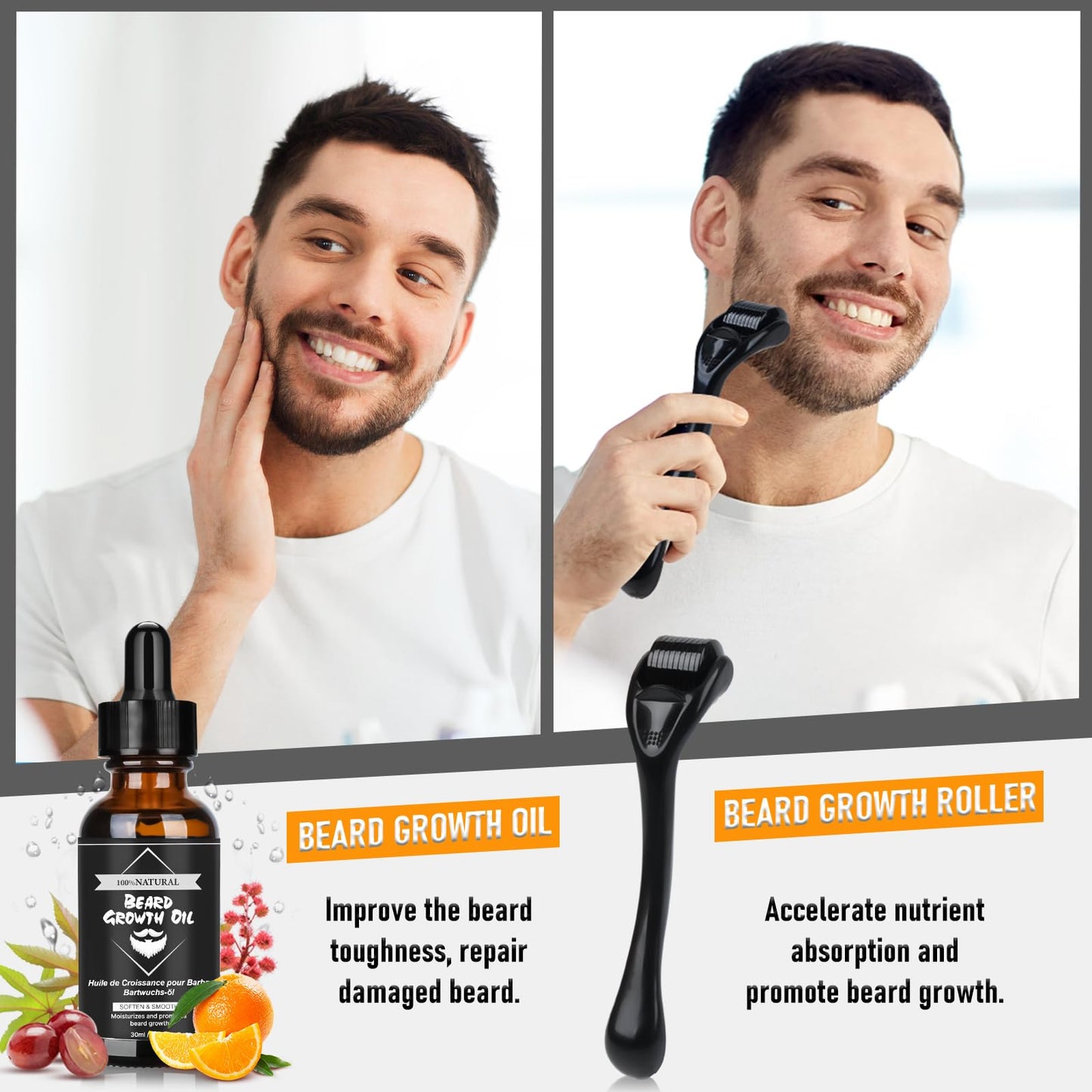 Upgraded beard care set for men, 11 in 1 beard growth kit includes beard shampoo, beard oil, beard balm, beard comb, beard scissors, etc. Gift set for men for Christmas, Valentine's Day, Father's Day.