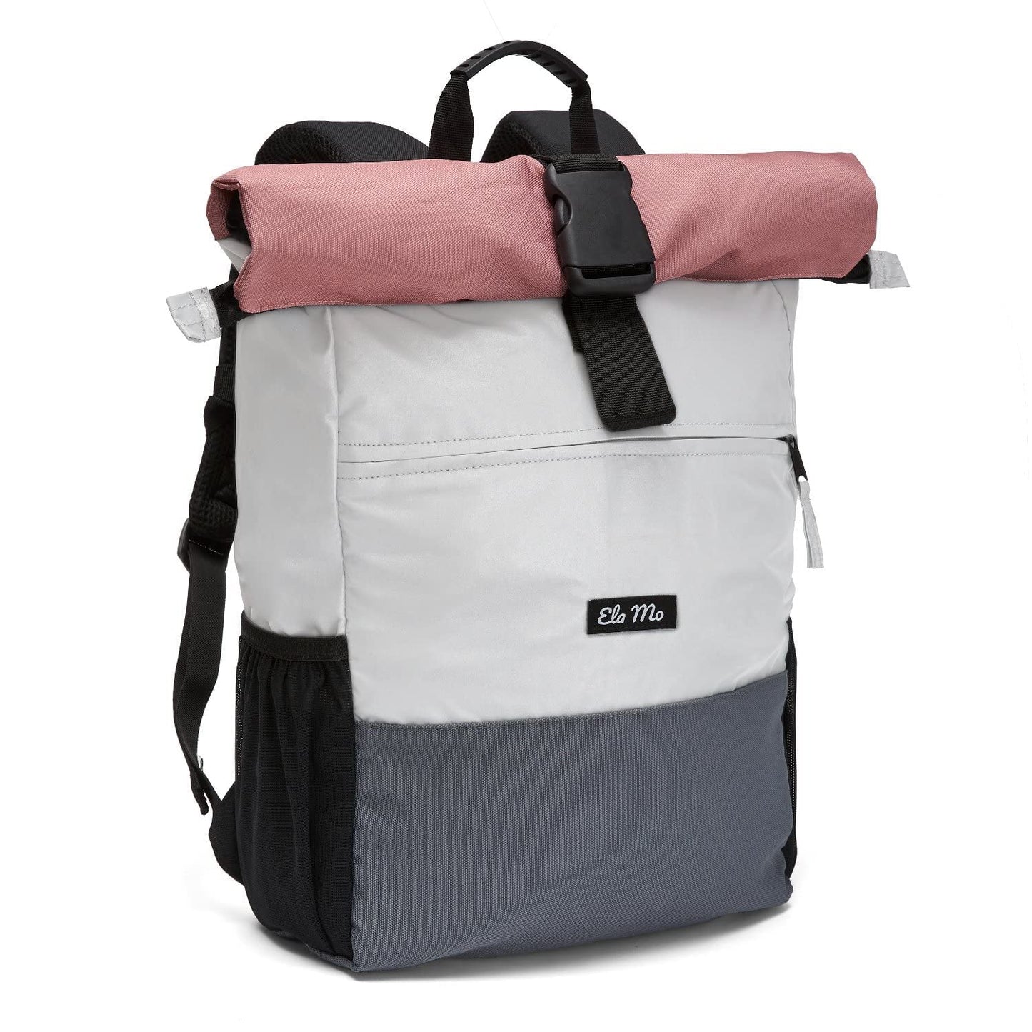 Ela Mo women's backpack - rolltop design - laptop backpack for women - anti-theft bag for school, college, business (Peach)