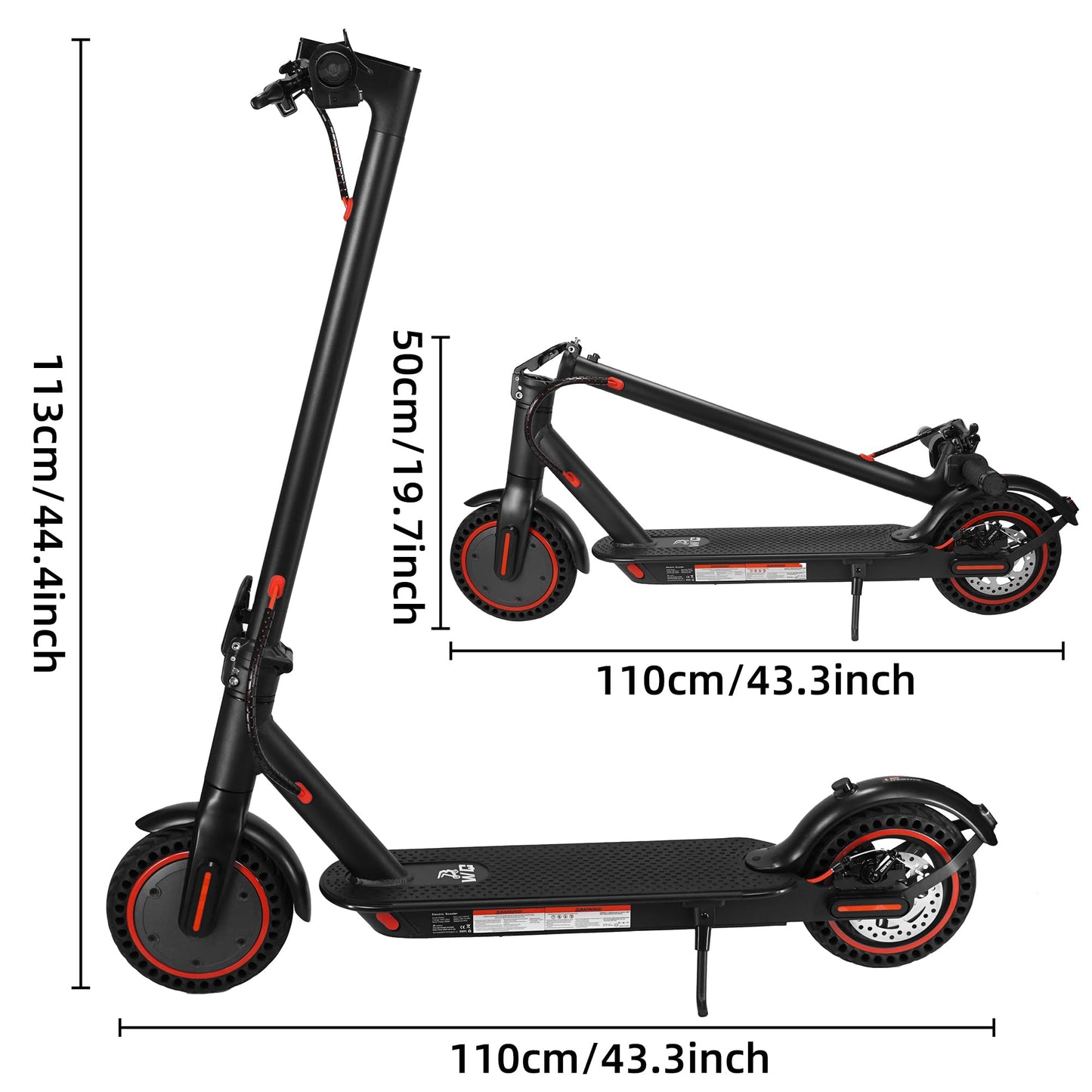 E-Scooter with street legal 350W motor, 25-30km range, 8.5" honeycomb tires. Electric scooter load capacity LED up to 120kg, 20km/h ABE electric scooter foldable E-scooter for commuting. Dual braking system.