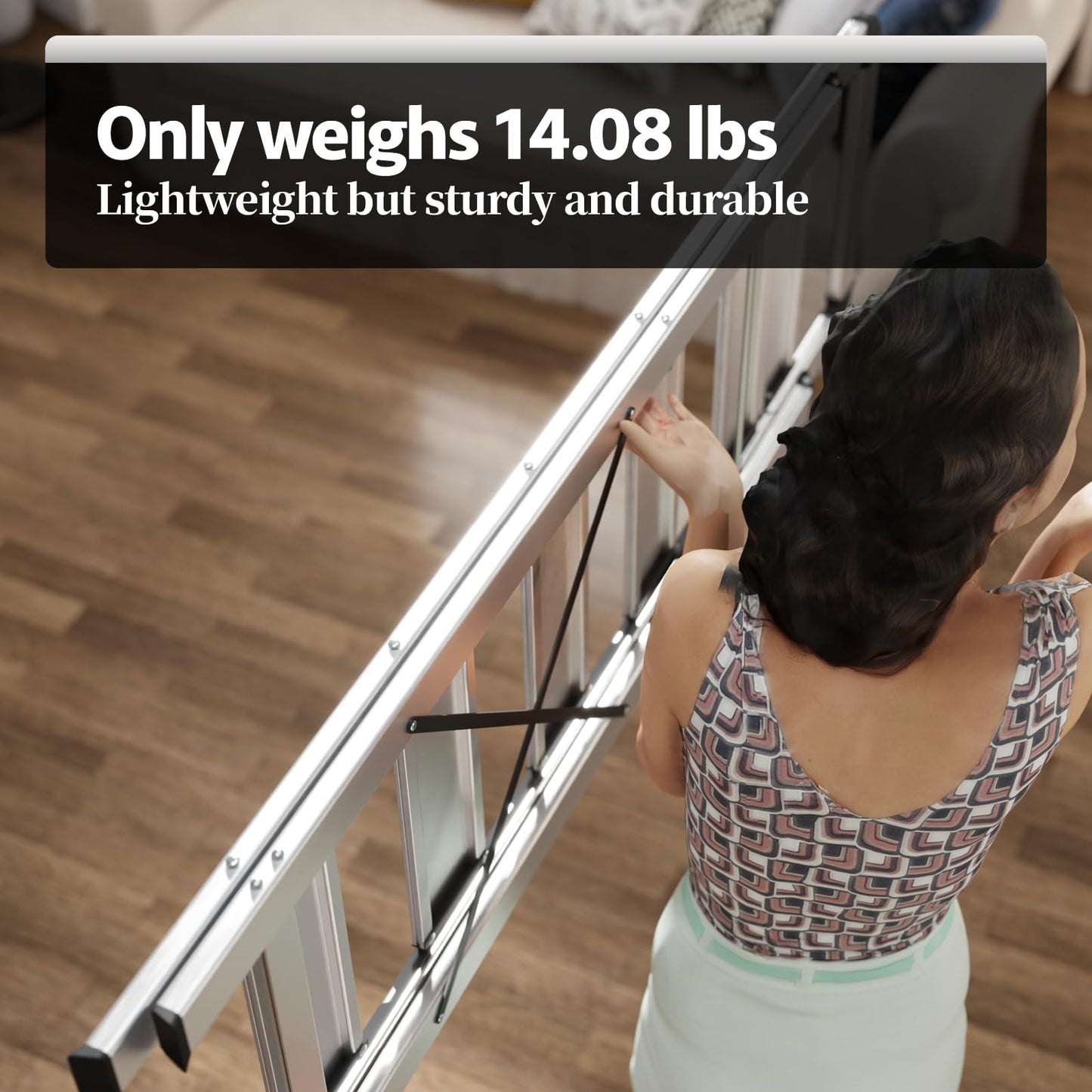 KINGRACK Folding Step Ladder, 5 Steps, with Handrail, Non-Slip Household Ladder, Locking Mechanism, Aluminum Step Stool, Max Load 150 kg.