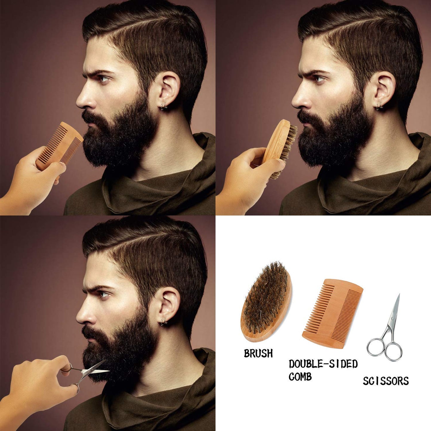 Beard care set gifts 9-piece for beard care set men with free beard shampoo, beard oil, beard balm, beard comb, beard brush, beard scissors, men's beard care, beard growth product, beard set.