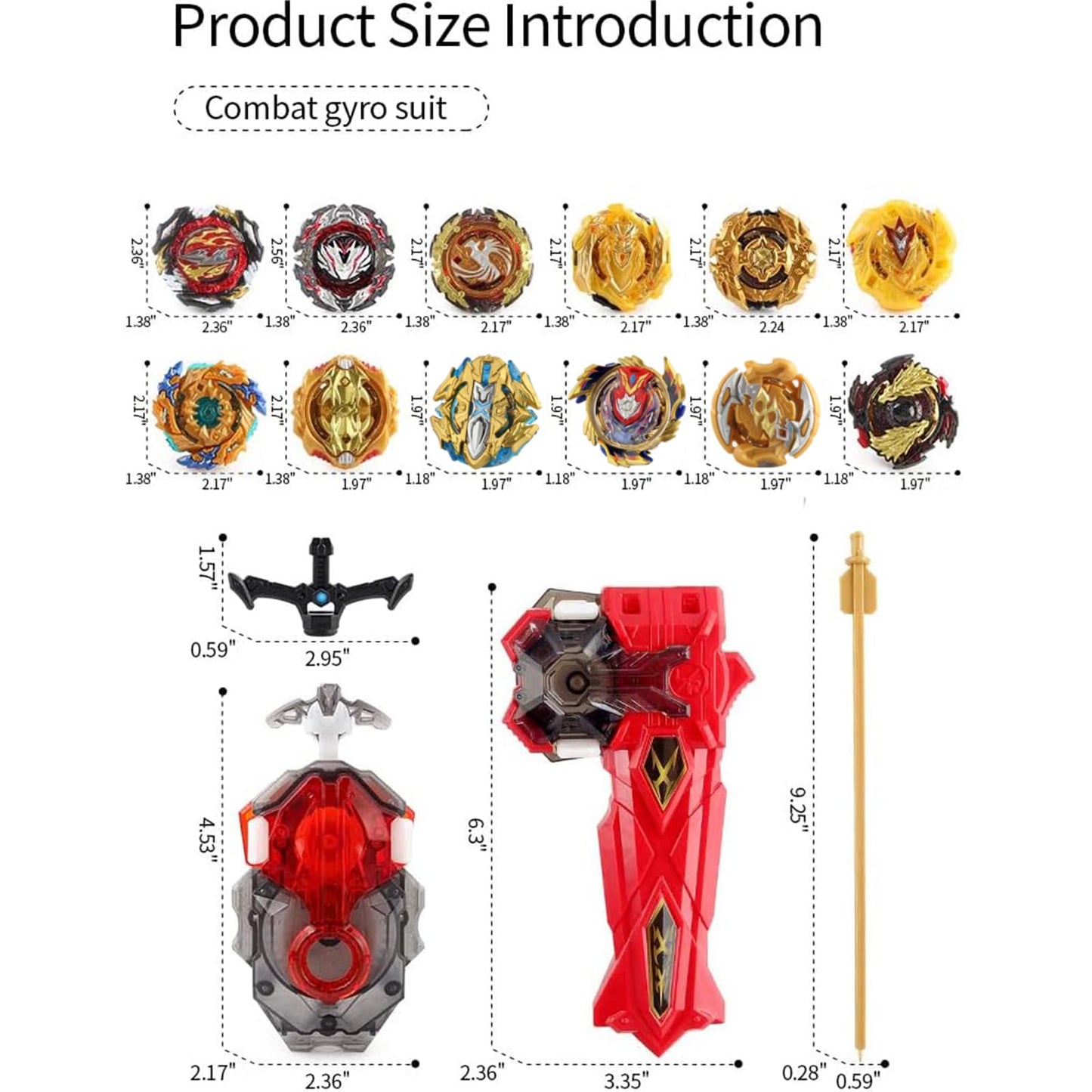OBEST 12 Piece Battle Top Set for Kids, Bay Battling Tops Bey Gyros with 2 Burst Turbo Launchers, Gyro Starter Set Bay Battling Tops Arena Tops Gift for Kids