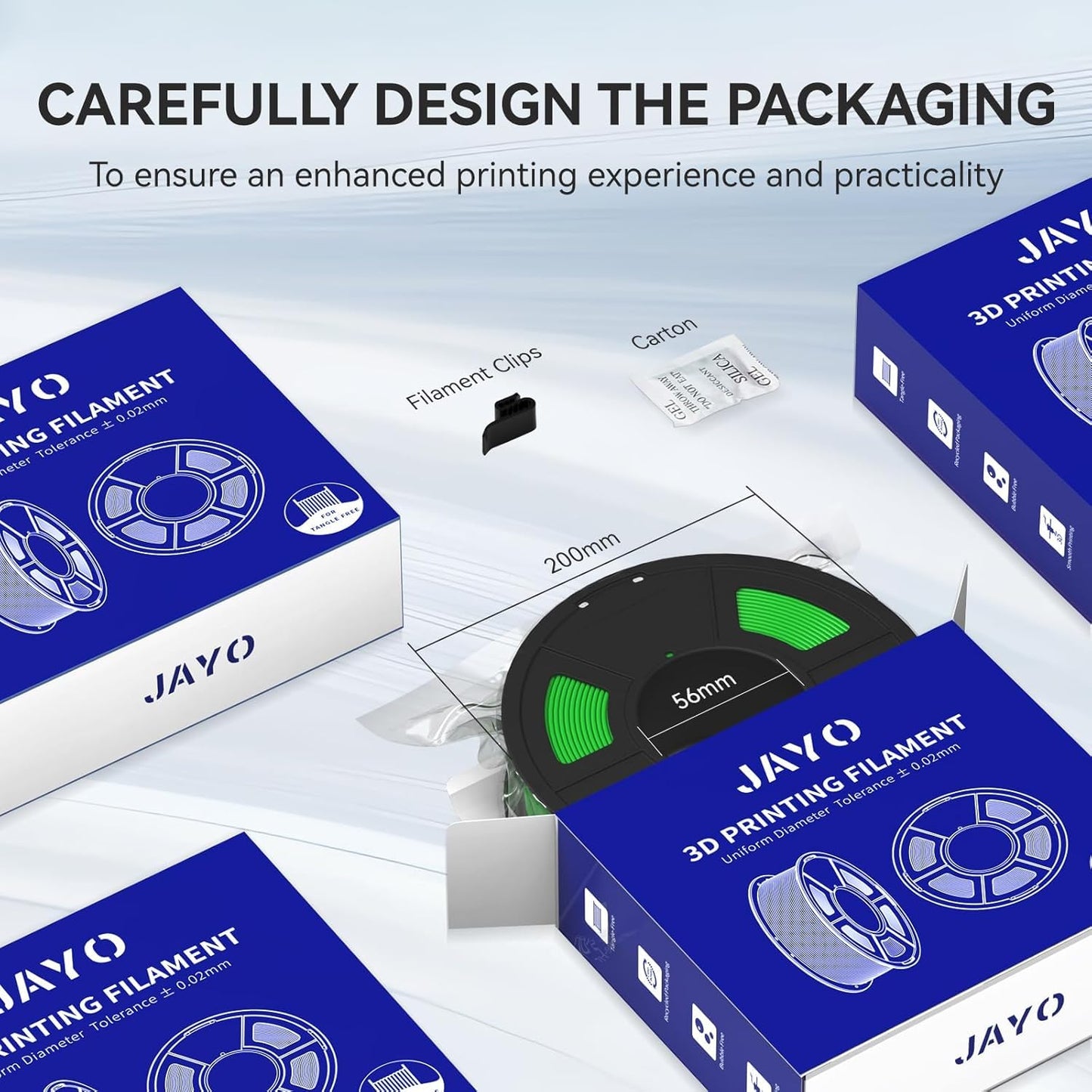JAYO Silk PLA+ Filament 1.75mm 1.1kg*10 Silver, Neatly Wound, Dimensional Accuracy +/- 0.02MM, 3D Printer Filament