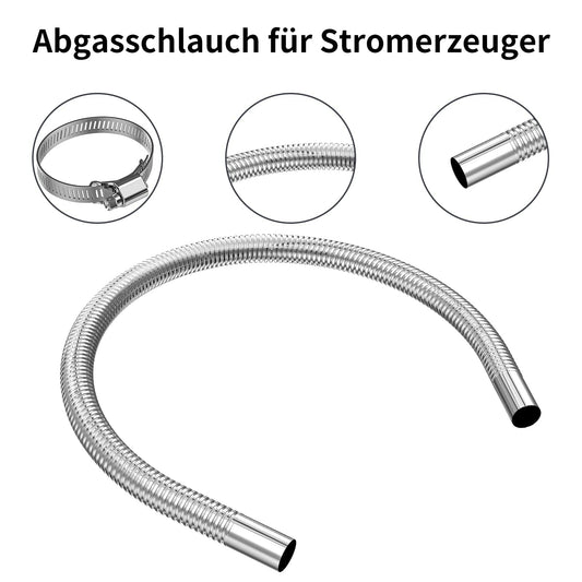 Exhaust hose for power generators, Cakapapo 300CM car stainless steel exhaust pipe, with two stainless steel clamps for diesel heaters