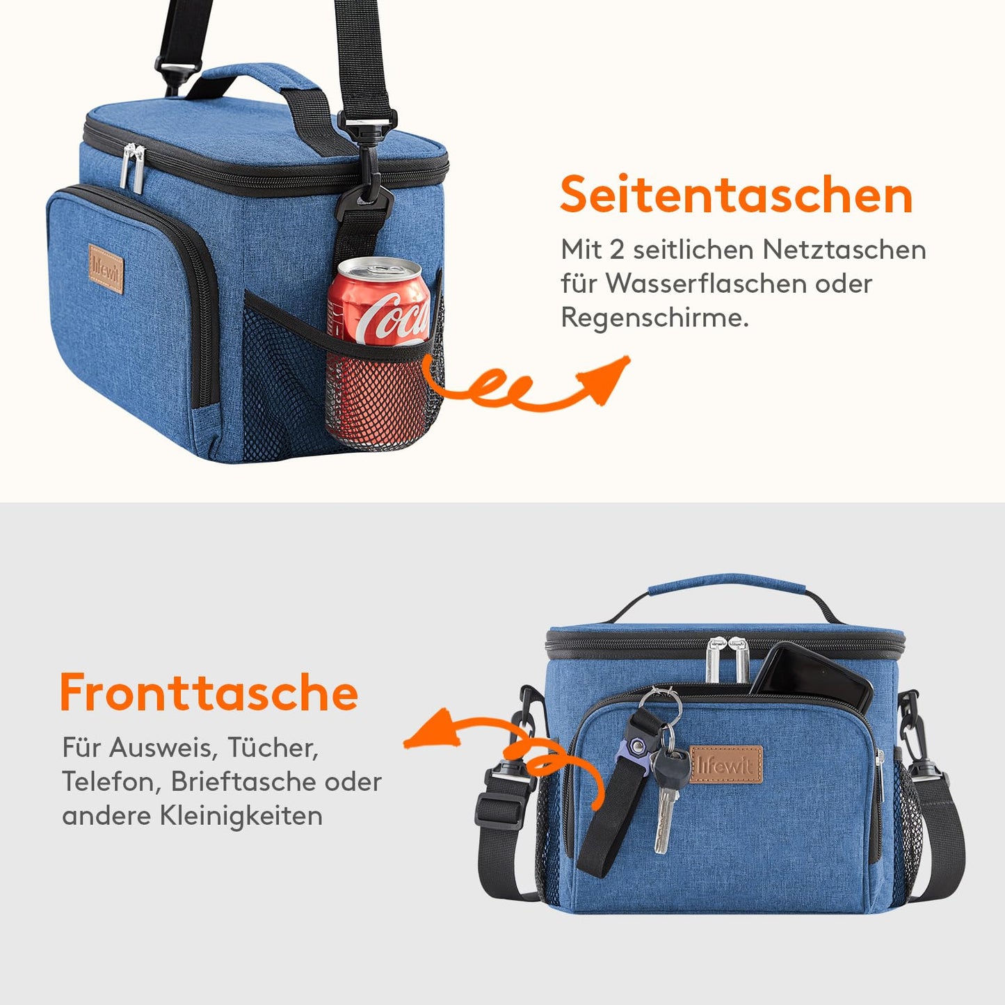 Lifewit Insulated Cooler Bag, Reusable Lunch Bag, Portable Ice Chest, Tote Bag, Leakproof, with Adjustable Shoulder Strap for Adults for Work/Picnic, Dark Blue 15L, 24 Can
