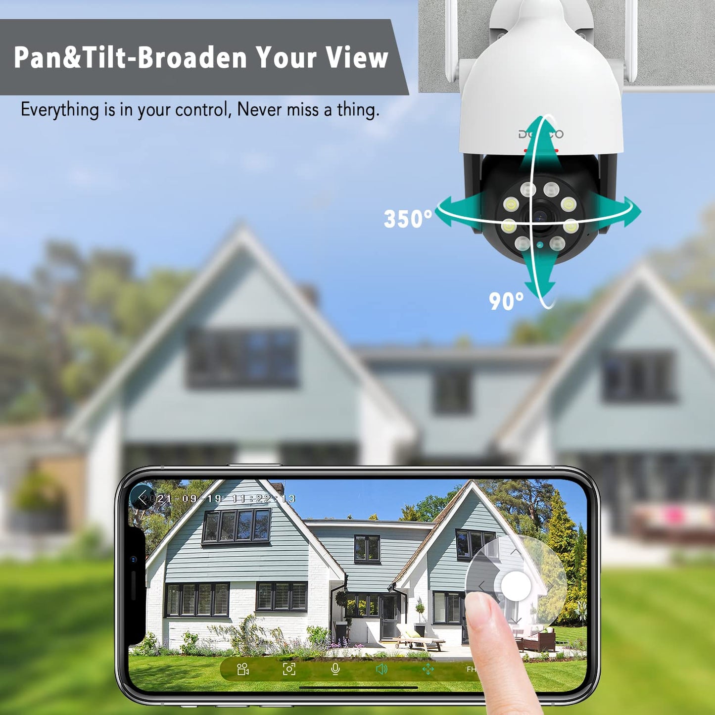 DEKCO 2K Outdoor WiFi Surveillance Camera, 350°/90° Rotatable WiFi Camera for Outdoor, 3MP WiFi Camera with Auto Tracking, 30m Color Night Vision, 2-Way Audio, IP66...