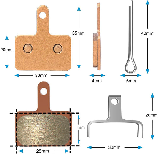 4 pairs of copper-based sintered MTB bike brake pads, suitable for ebikes, scooters, electric scooters, and electric bikes. Compatible with B01S Trp Tektro MT200 M355 M446 M315 M365.