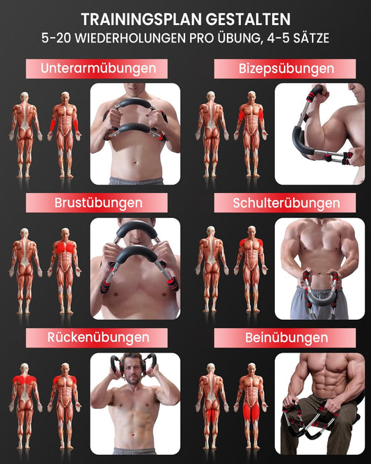 Twister Arm Trainer - Adjustable Chest Exercise Device (30-50 kg / 70-110 lb), Portable Power Twister Bar with detachable design - Fitness exercises anywhere Fitness equipment for home