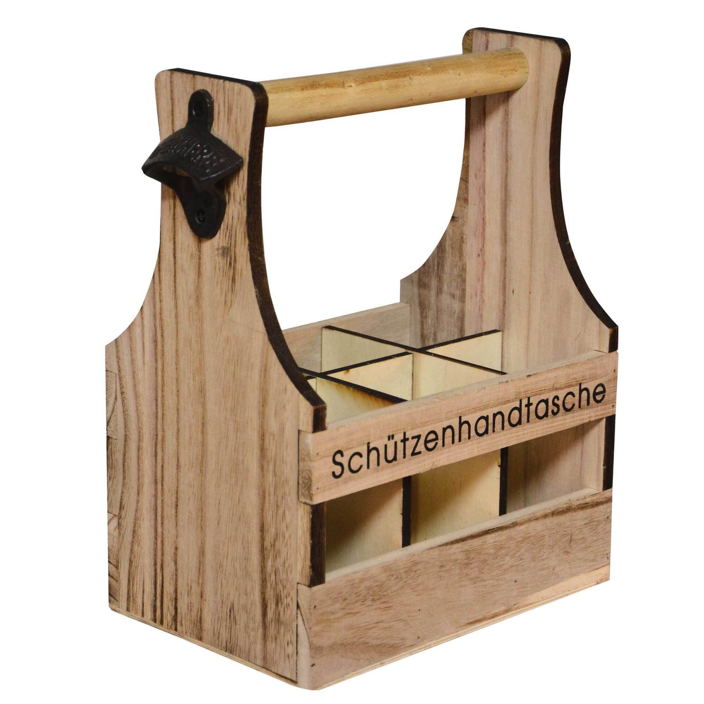 UNUS Home protective handbag beer, wooden 6-bottle carrier, beer holder with bottle opener, gift idea for men, shooting festival, Father's Day