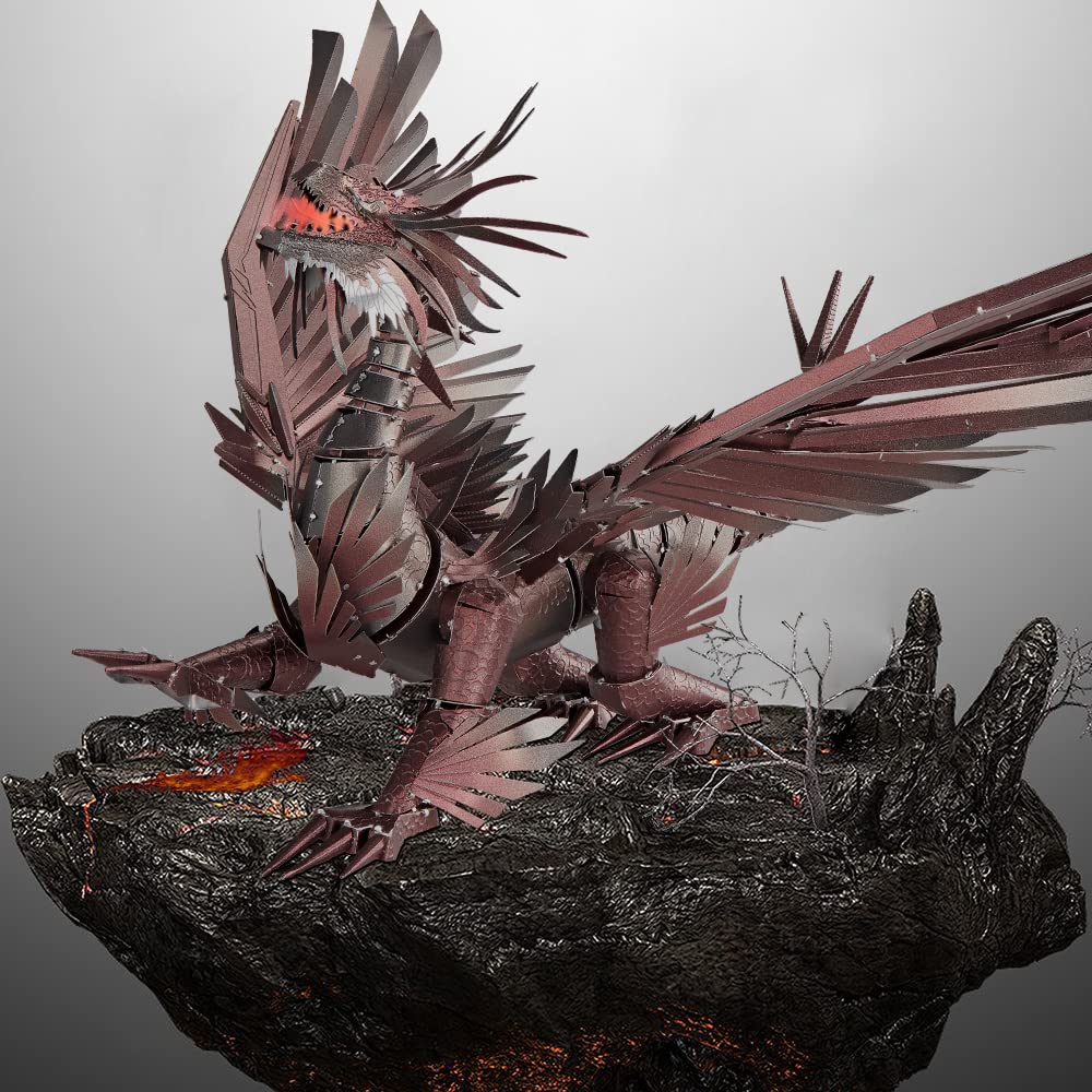 Piececool 3D Puzzle Metal Model Dark Dragon, 3D Metal Puzzle for 340 Stainless Steel, Full Metal, 1:1 Restore Collection, Birthday Gift, Adult Model Building Kit, 203 Pieces