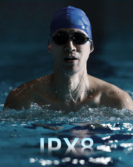 Bone conduction headphones, 32GB storage, swimming headphones IPX8 waterproof, MP3 sport headphones, wireless Bluetooth 5.3 headphones, bone conduction headphones for swimming running (orange + white)