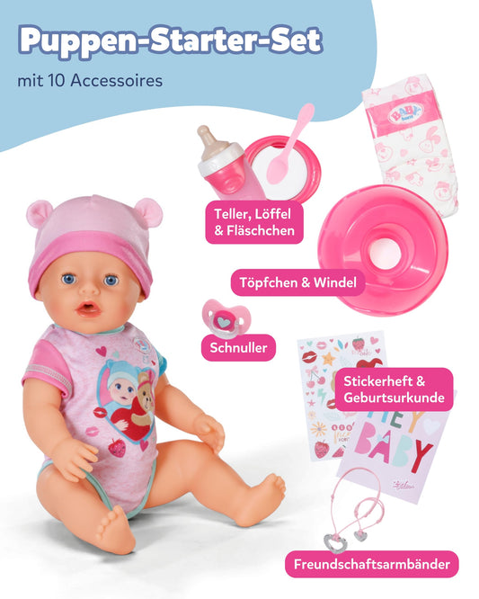 BABY born Emma - 43 cm tall baby doll - 10 functions including accessories & romper - works entirely without batteries - suitable for children aged 3 and up