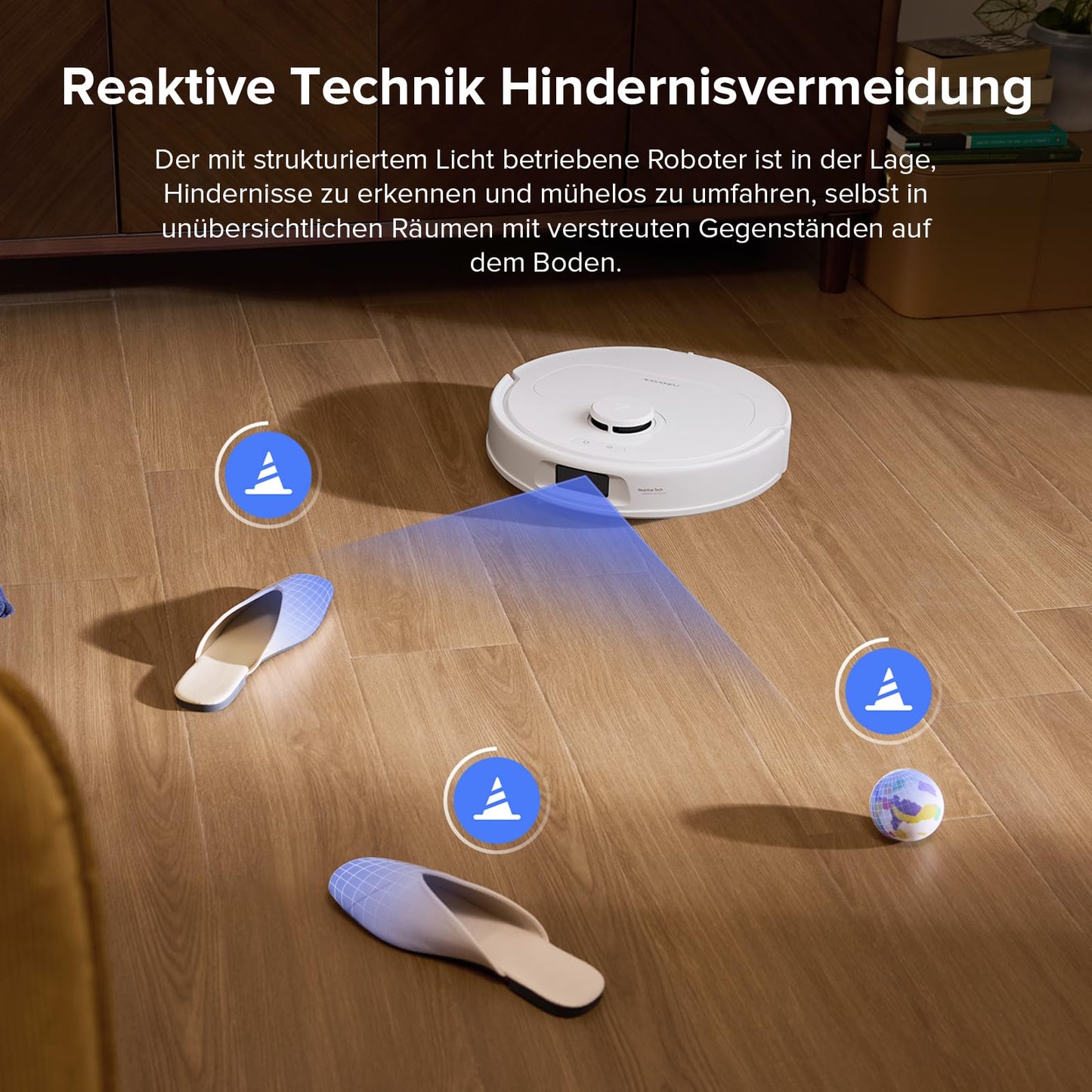 Roborock QV35S robot vacuum with mopping function, 10,000 Pa HyperForce suction power, Anti-Tangle brushes, lift-up mops, Intelligent obstacle avoidance, Multi-function docking station (White)