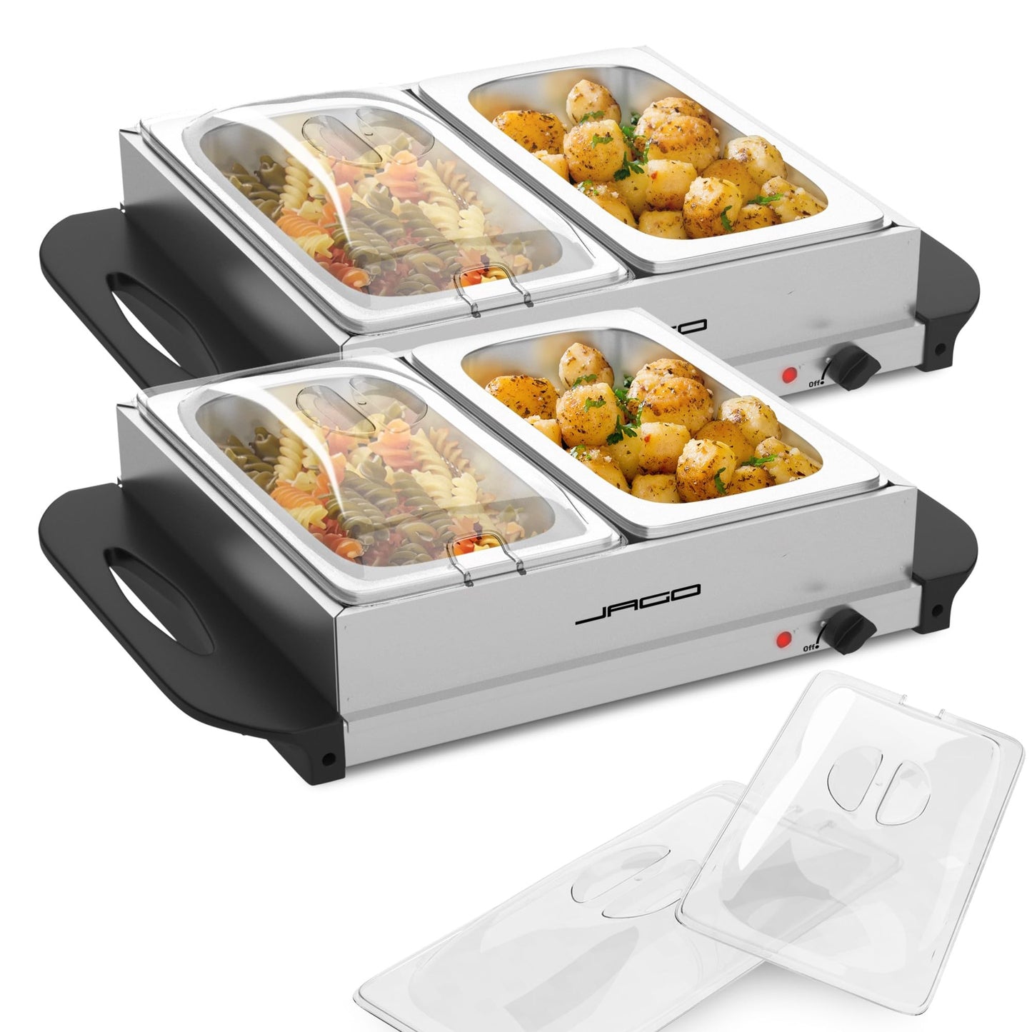 Jago® Buffet Warmer - electric with hot plate function, temperature control, stainless steel - food warmer, food warmer plate, food warmer container