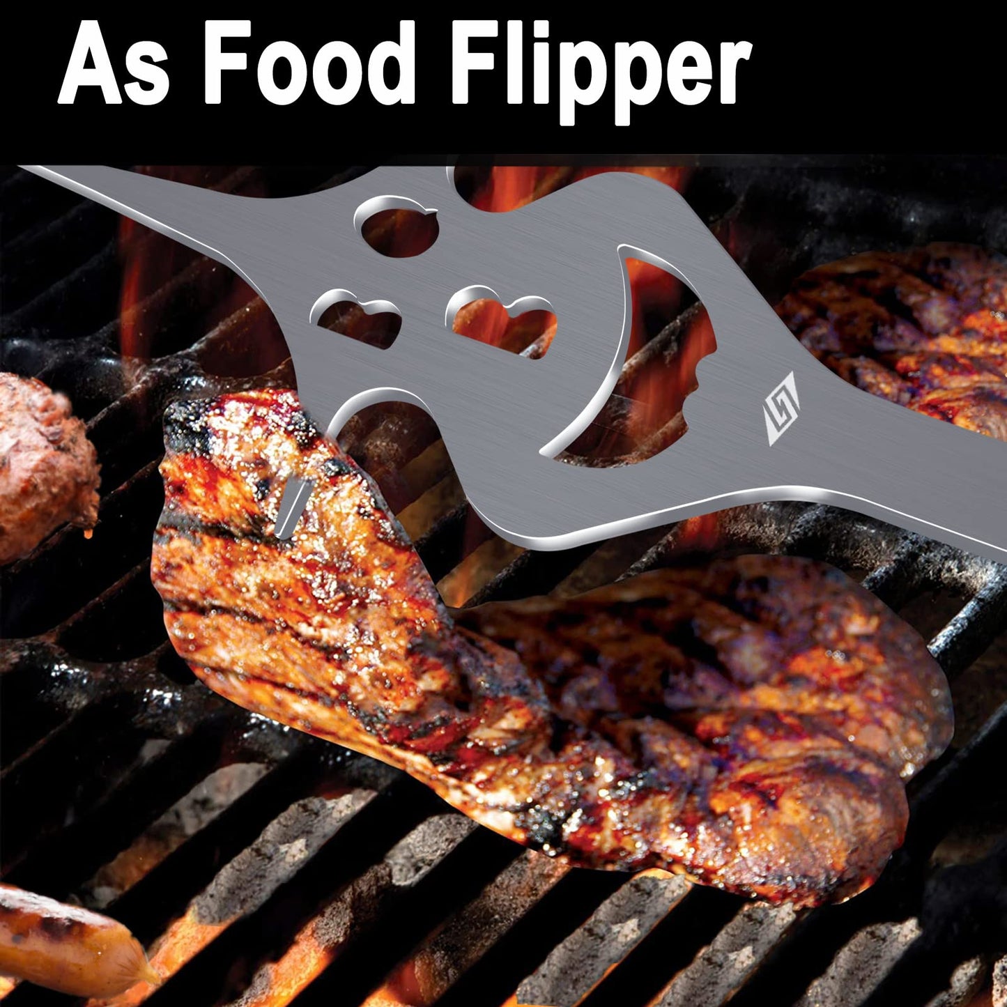 6-in-1 grill accessory-35cm meat fork, built-in grill tool set function, charcoal and gas grill accessory, kitchen helper, multifunctional grill utensil, grill accessory men's gift