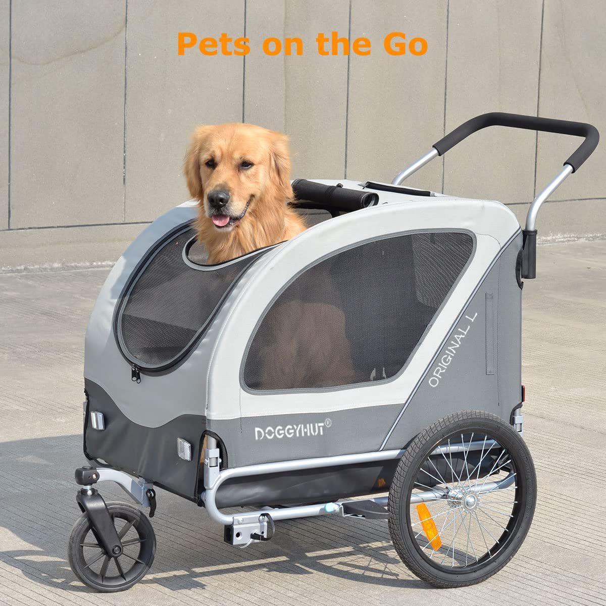 Doggyhut Original Large Bike Trailer & Dog Stroller 2 in 1 for dogs up to 35kg. Dog trailer jogger with locking brake Tiggo 80405