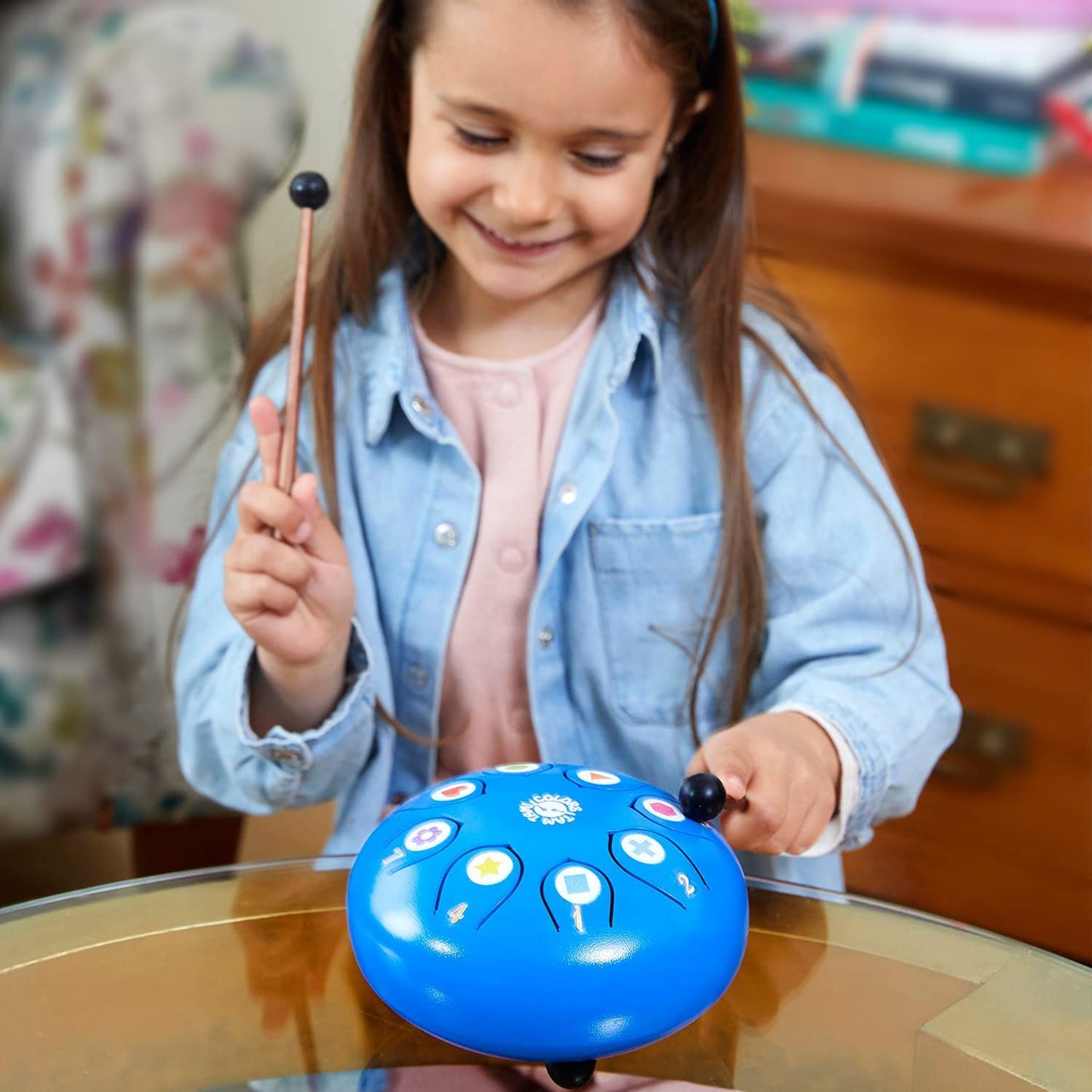 Montessori children's drum - handpan tongue drum for kids aged 3-6, easy to play, promotes creativity & concentration, comes with mallets, music book & bag.