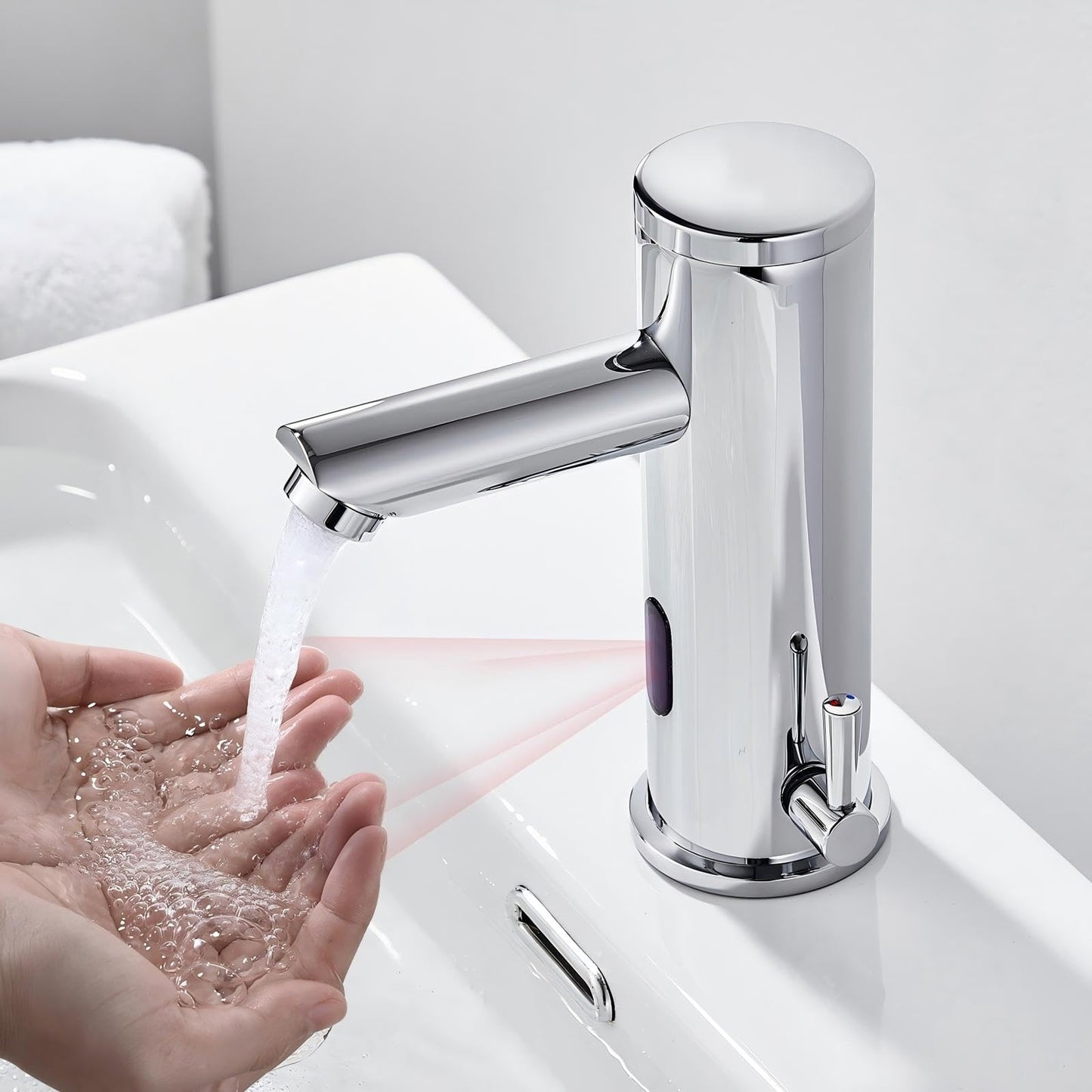 Auralum automatic sensor faucet infrared bathroom faucets washbasin faucet mixer tap 18.2cm high.