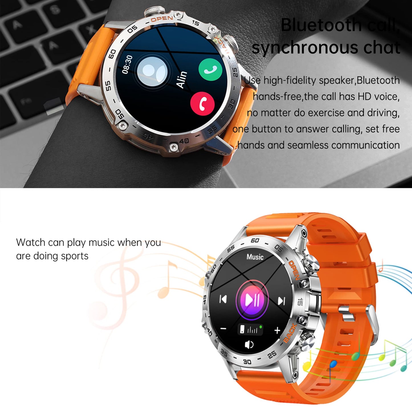 ZPIMY Smartwatch for men with phone function 1.39" Full Touchscreen Watches Fitness Tracker 123 sports modes Activity Tracker 5ATM Waterproof Watch with Sleep Monitor Pedometer (Silver)