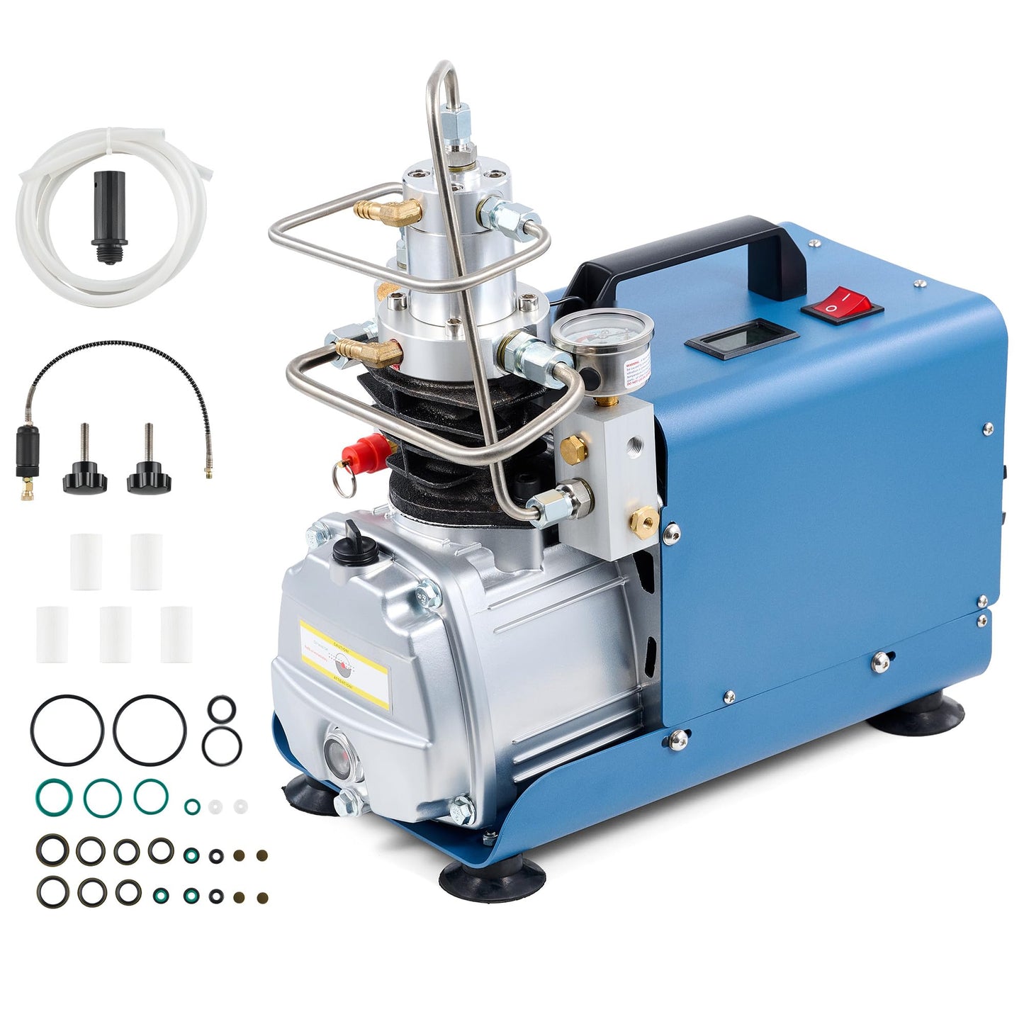 CREWORKS PCP Compressor 300bar Air Compressor 4500PSI High Pressure Pump 1800W Compressor High Pressure 30Mpa Dive Compressor Manual Stop for Paintball Air Rifle PCP Gun Air Pistol Diving Cylinder