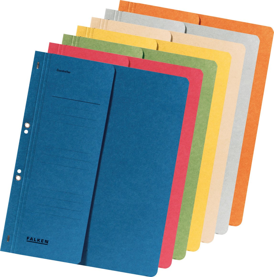 Original Falcons 50-pack eyelet files. Made in Germany. Made from recycled cardboard with half-front cover and commercial stapling for DIN A4 red folder collection folder Blue Angel