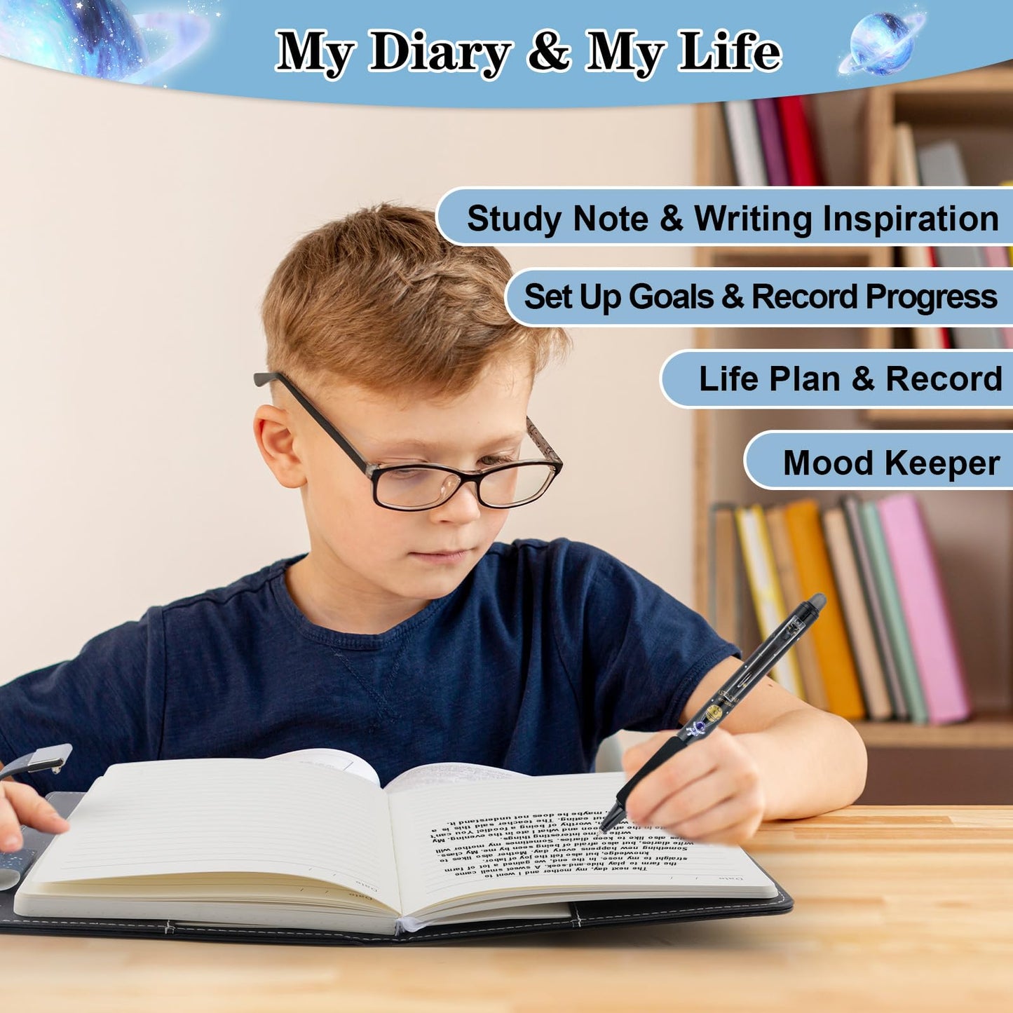 Boys Diary Journal with Lock, Kids Notebook, Back to School Birthday Gifts for Boys 8-15 Years, Diaries with Code for Teens Adults Girls.
