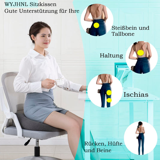 WYJHNL Ergonomic/Orthopedic Seat Cushion Pillow for Office Chair/Car, Seat Pad/Seat Pads/Seat Booster Adult Seat Booster for Butt, Back Pain, Floor, Chair 40x40cm Grey