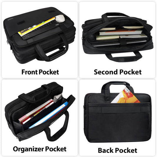 Taygeer 17 inch Laptop Bag, Men's Briefcase Large Work Bag Office Business Notebook Bag Waterproof Laptop Bag for Work Travel Gifts for Men, Black