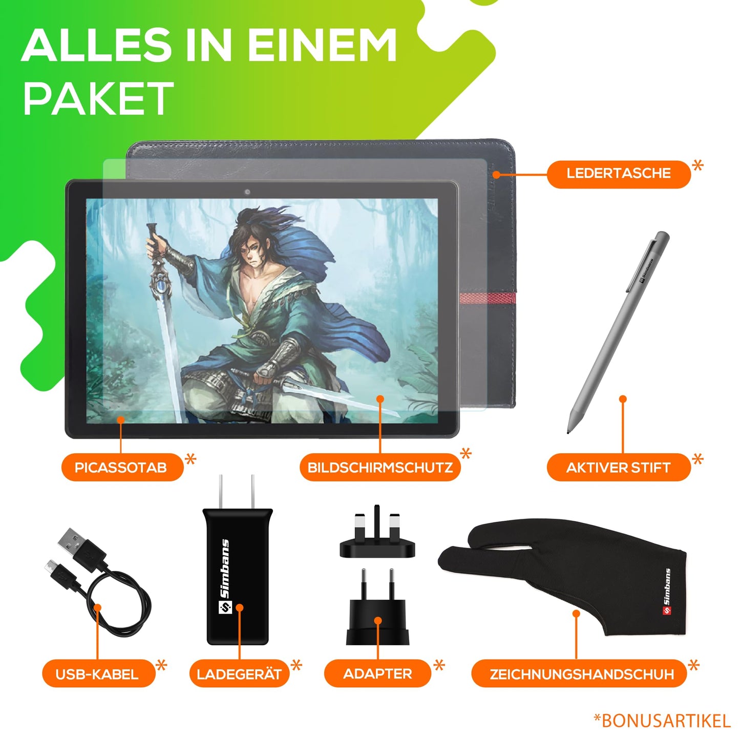 PicassoTab X Drawing Tablet • No computer required • Drawing apps & tutorials • 4 bonus items • Stylus pen • Portable • Standalone • 10-inch screen • For digital art creators • PCX