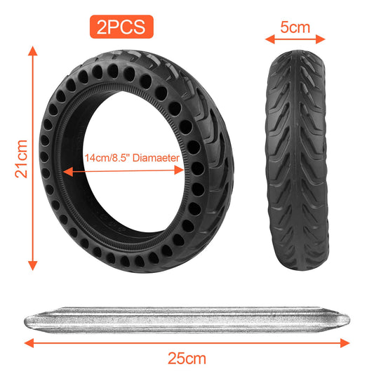 Lectorias 2 Pack Scooter Tires 8.5 Inch, Electric Scooter Durable Anti-Slip Tire Black, Thickened Tire with Metal Spudger, Scooter Front Rear Tire Replacement Wheels Rubber Tires for M365