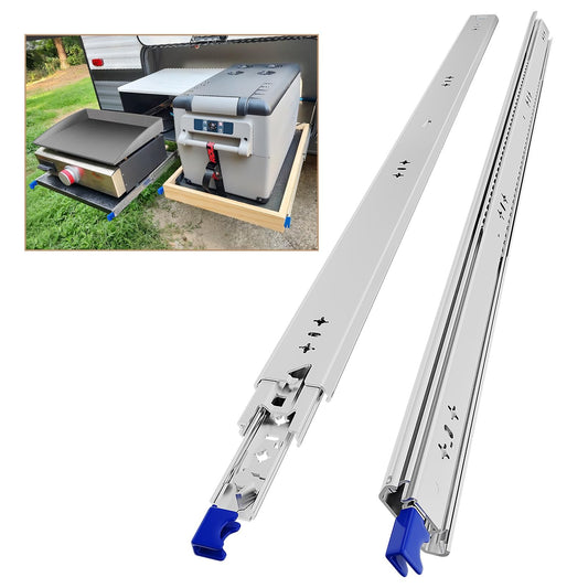 AOLISHENG drawer slide full extension 1000mm, Heavy-duty drawer guides with lock 70kg load capacity, 1 pair (2 pieces) (With lock, 40 inch (1000mm))
