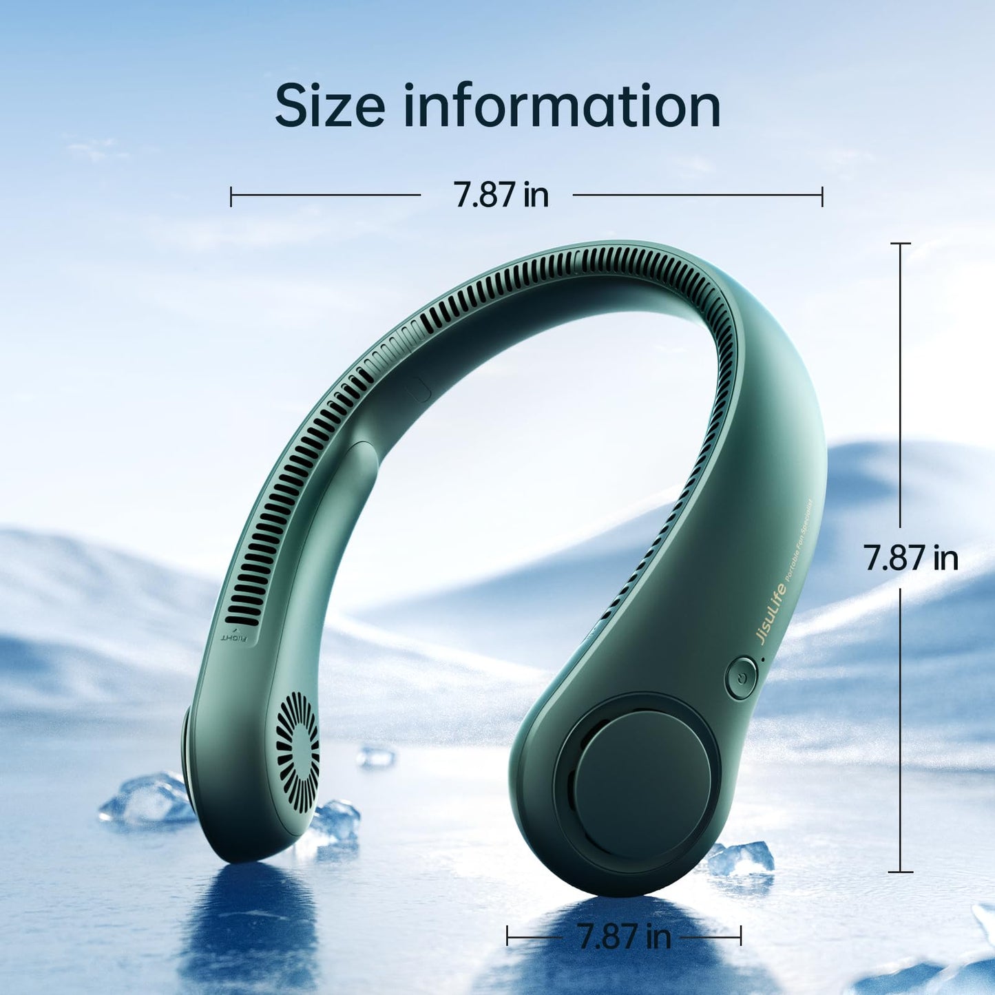 JISULIFE Portable Neck Fan, Bladeless Neck Fan, 5 Speeds, 4000mAh Battery Operated Portable Personal Fan, Gift for Women and Men - Dark Green
