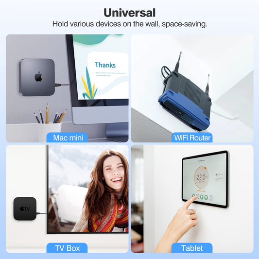 MoKo Tablet Wall Mount, 2 Pack 90° Rotatable iPad Wall Mount, Round Phone Kitchen Wall Mount with Adhesive & Screw, Adjustable Tablet Holder Wall Mount Compatible with Phone Tablet Kindle WiFi, Black