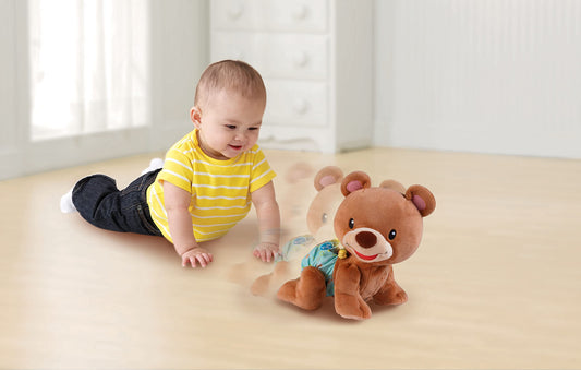 Vtech Baby Crawl-with-Me Bear - Interactive plush toy that crawls, counts, talks, and sings on its own - For children aged 9-36 months.