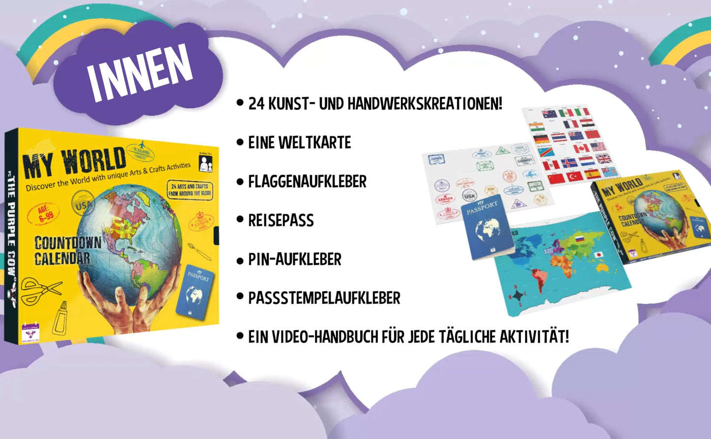 My World Advent Calendar 2025 for kids, visit 24 countries and be back in time for Christmas Day! Explore different cultures and create your own original DIY.