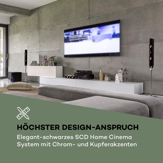 auna Areal Nobility Surround Home Cinema 5.1 Sound System Home Theater Speaker System 5.1 home theater system with 120 watts RMS, 13.3 cm (5.25") subwoofer, satellite speakers, black