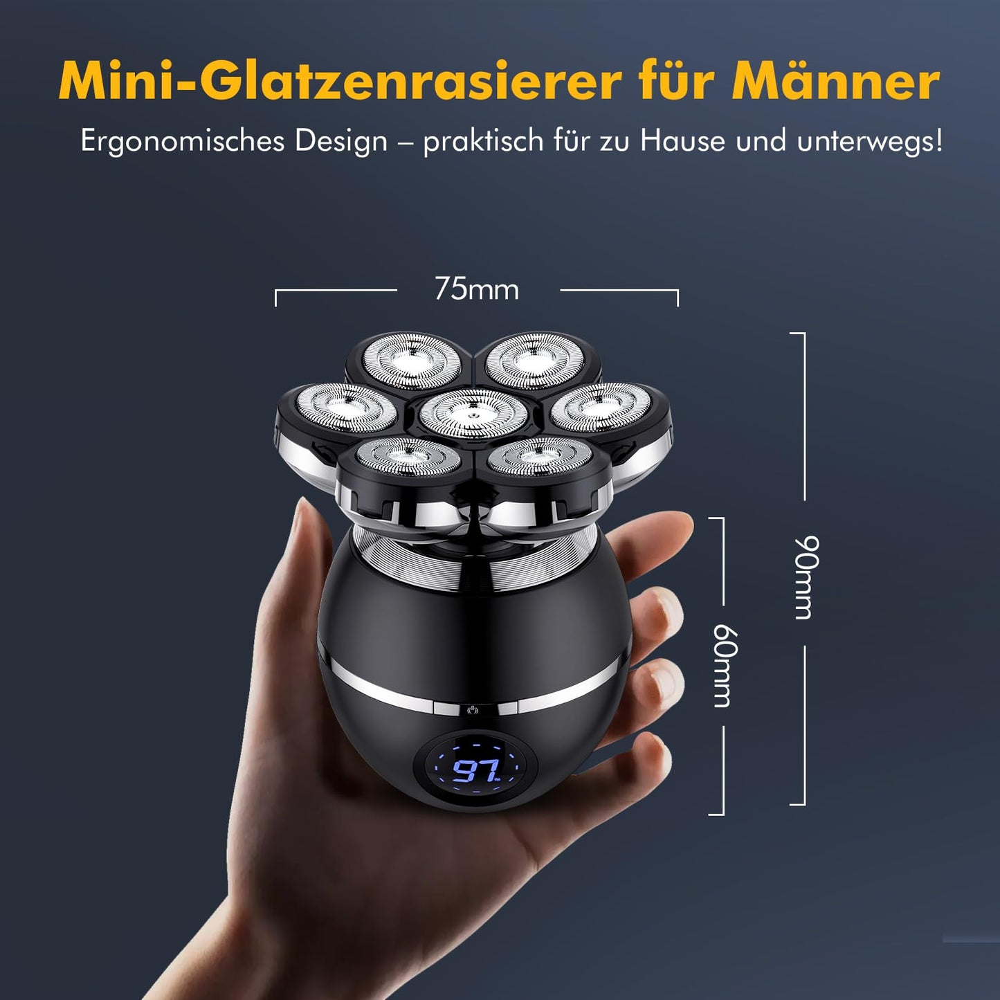7D Electric Shaver for Men, Bald Head Shaver Electric - 6 in 1 Head Shaver for Men with Bald Head IPX7 Waterproof Beard Nose Hair Trimmer Grooming Kit - Wet & Dry Head Shaver Bald Head.