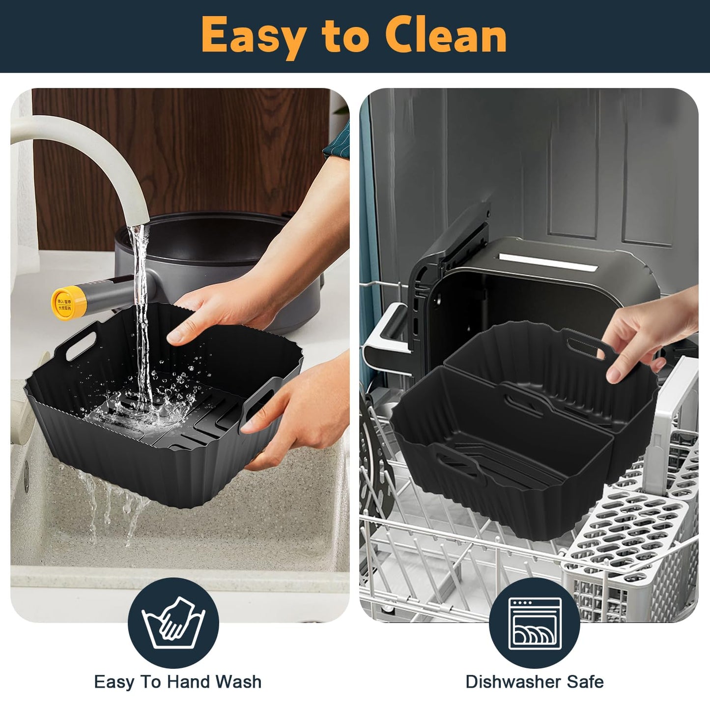 Hot Air Fryer Accessories 19-23cm, Square Airfryer Accessories for Ninja, Philips, COSORI, Russell Hobbs, Tefal, Cecotec 4.5L-8L, With Grill Rack Silicone Mold Airfryer Parchment Paper
