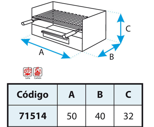 IMEX EL ZORRO 71514 table grill with grille, stainless steel, 50 x 40 x 33 cm, gray