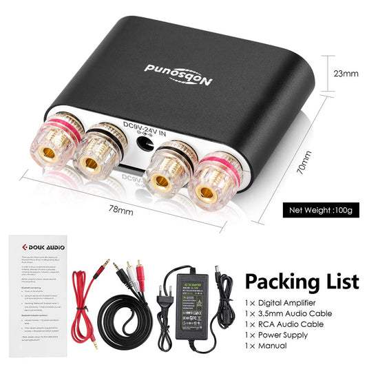 Nobsound NS-10G PRO Stereo Amplifier, Hi-Fi DSP 100W x 2 Bluetooth 5.0 Receiver, 2.0 Channel Power Audio Amplifier for Home Speakers Upgrade Version Mini Digital Amplifier (Black)