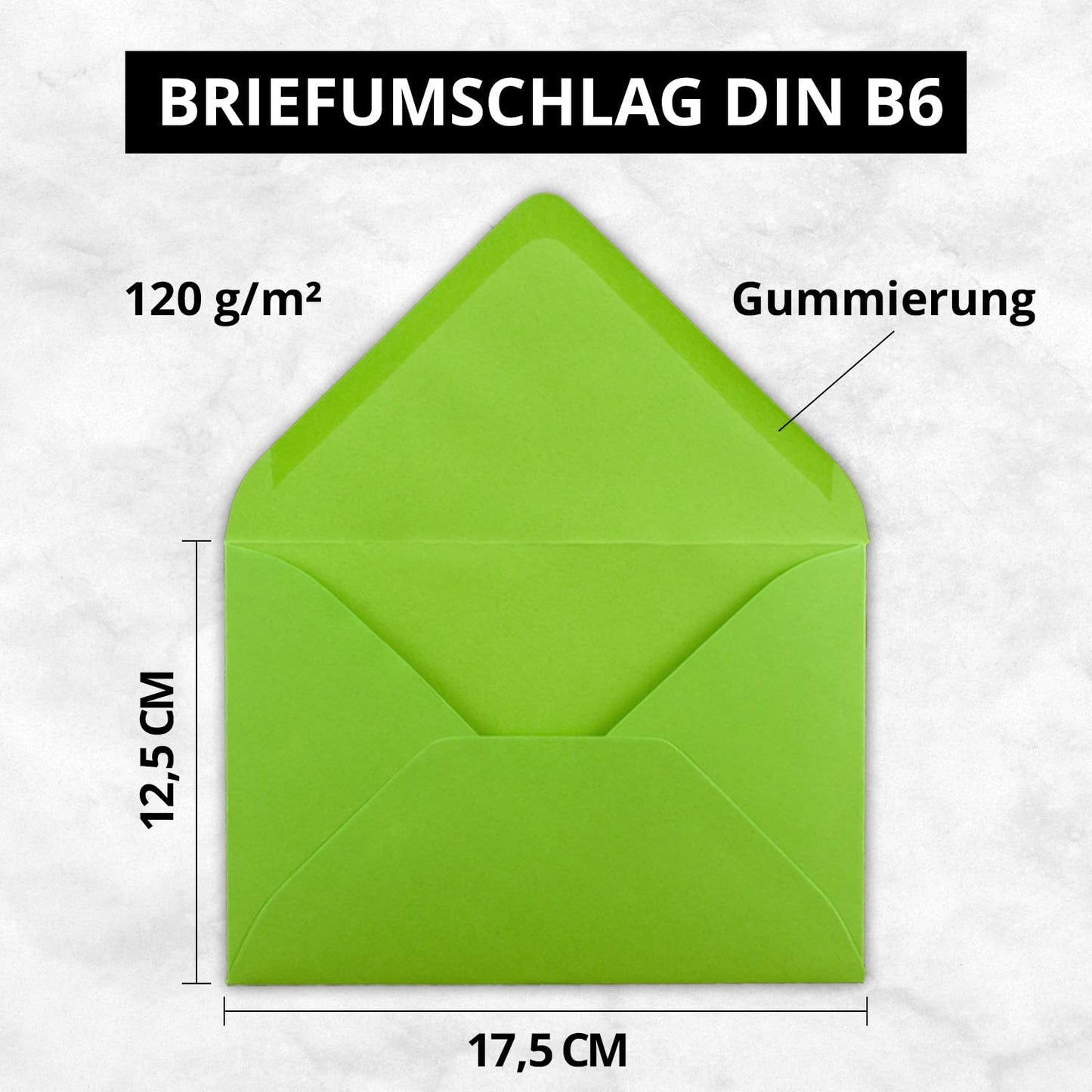 400x B6-17.5 x 12.5 cm envelopes - Light green - Gummed with pointed flap - 120 gsm - For wedding, greeting cards, invitations