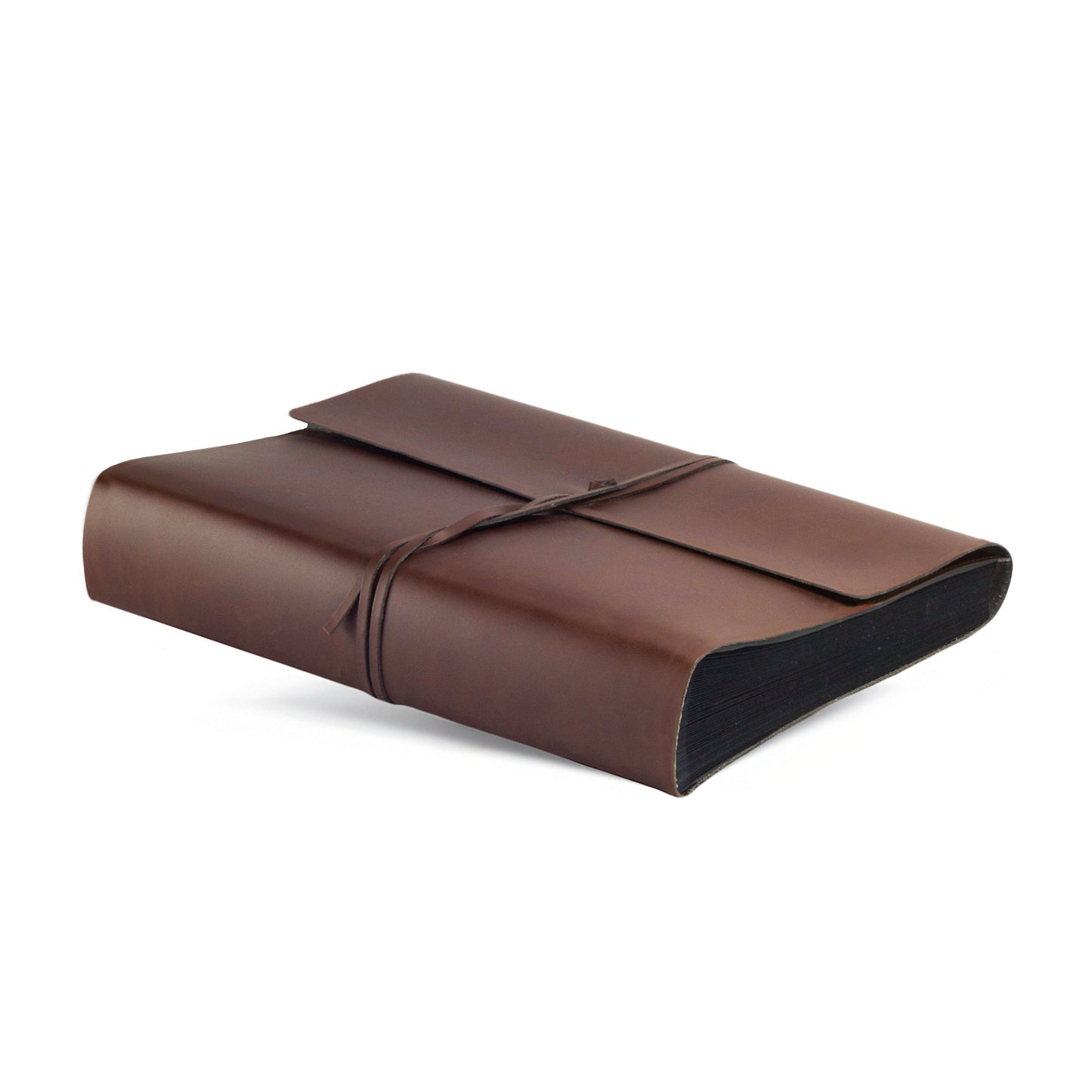 Vietri photo album made from recycled leather, black pages, handcrafted in classic Italian style, gift box included, A4 (23x30 cm) Brown.