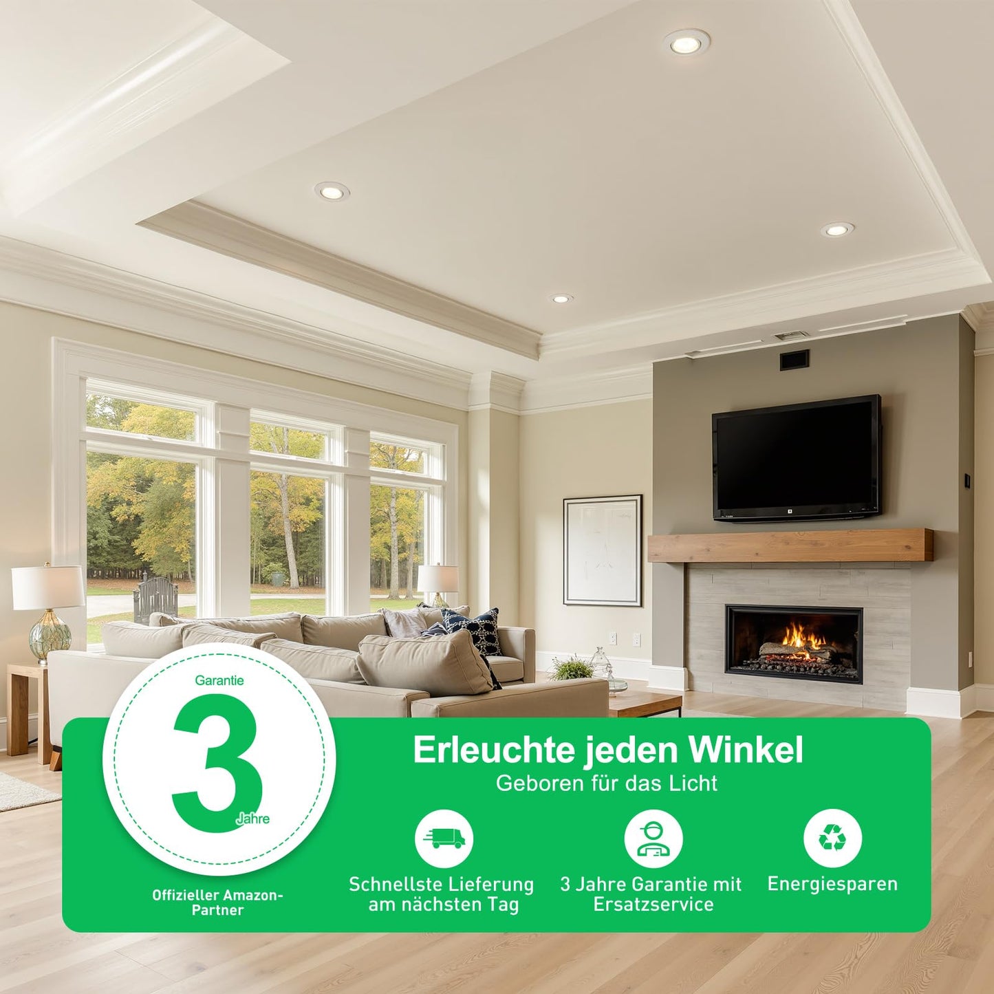 BOJIM LED spots 230V flat dimmable, recessed lights LED warm white 5.5W 68mm - 80mm cutout size, ceiling spots adjustable for kitchen living room bathroom, set of 10.