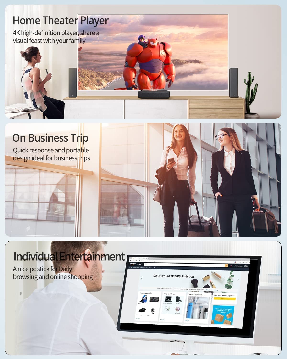 NiPoGi Mini PC Stick, Celeron N4000 Compute Stick Windows 10 Pro, 8GB DDR4 128GB eMMC Stick PC Support 4K HDMI, Bluetooth, WiFi, Portable Mini Computer for Business, Home Office, Travel