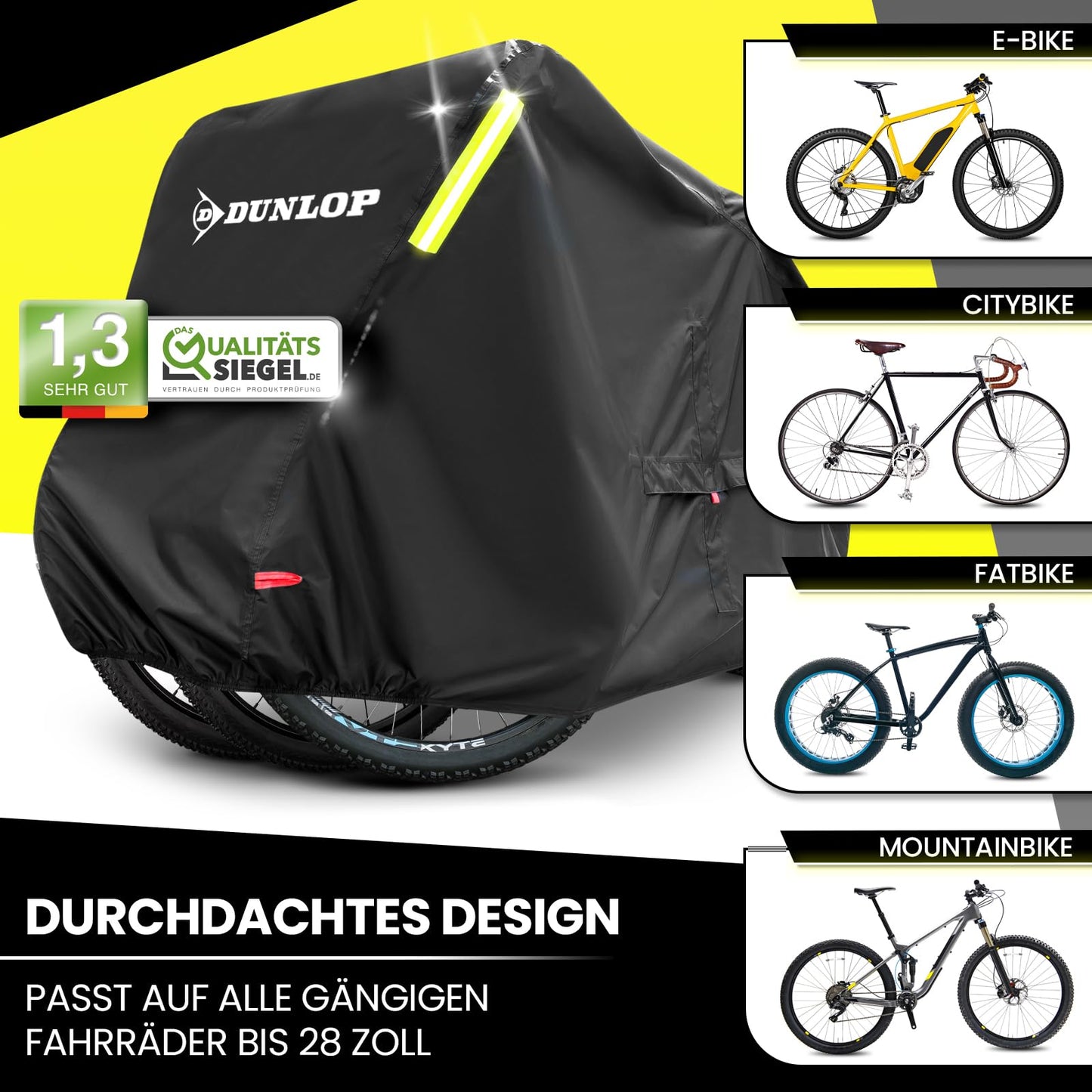 Dunlop Bicycle Garage for 3 bikes - Premium bike cover Anti Rust 200x120x120 cm with carrying bag, battery access, and 2 lock passages I Bicycle protective cover Bike (XL - 3 bikes)