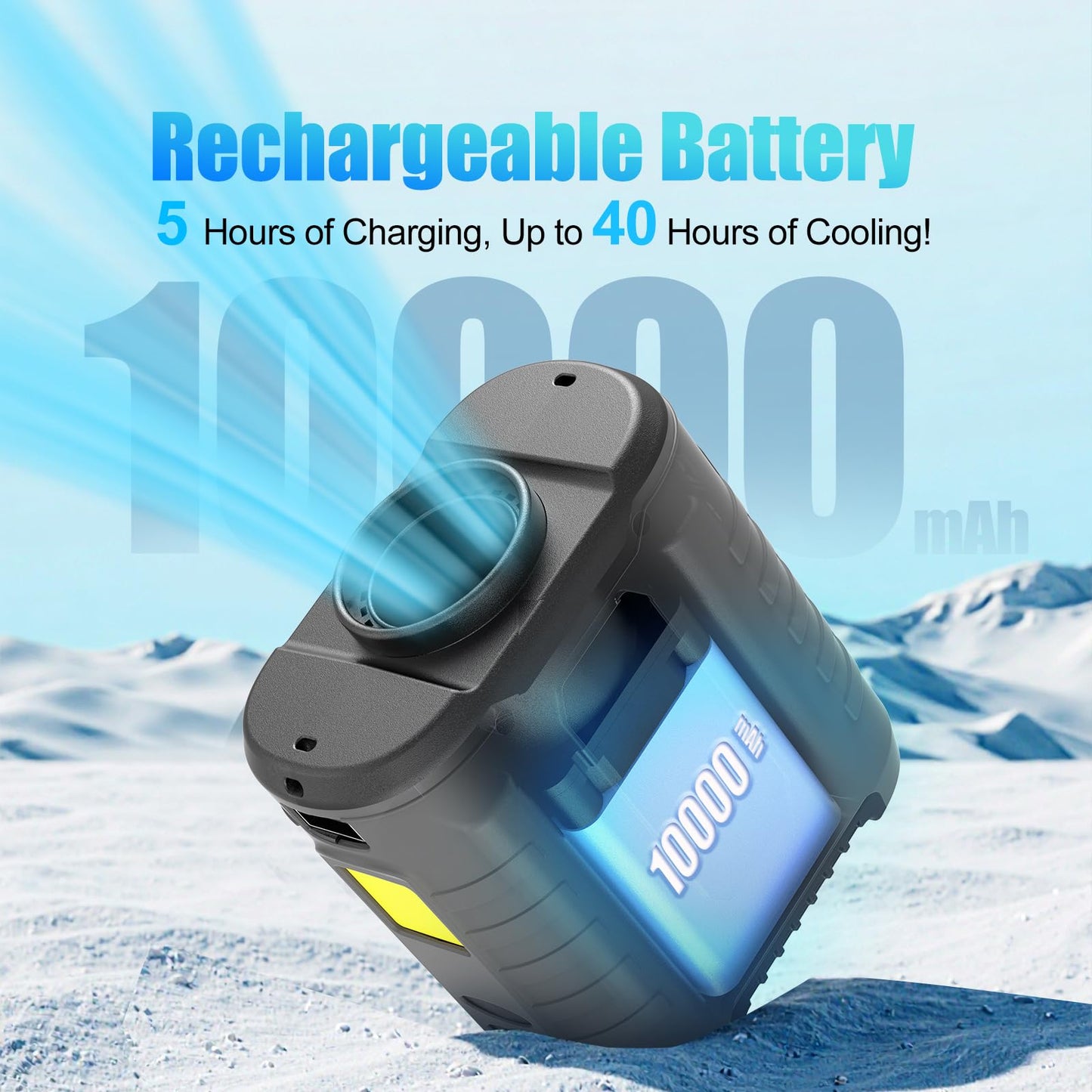 6-in-1 Waist Clip Fan, 10000mAh Battery Fan, 5 Speeds, 8-40h Runtime USB Rechargeable, for Construction, Outdoor, Hiking, Summer Work with COB Light & Power Bank.