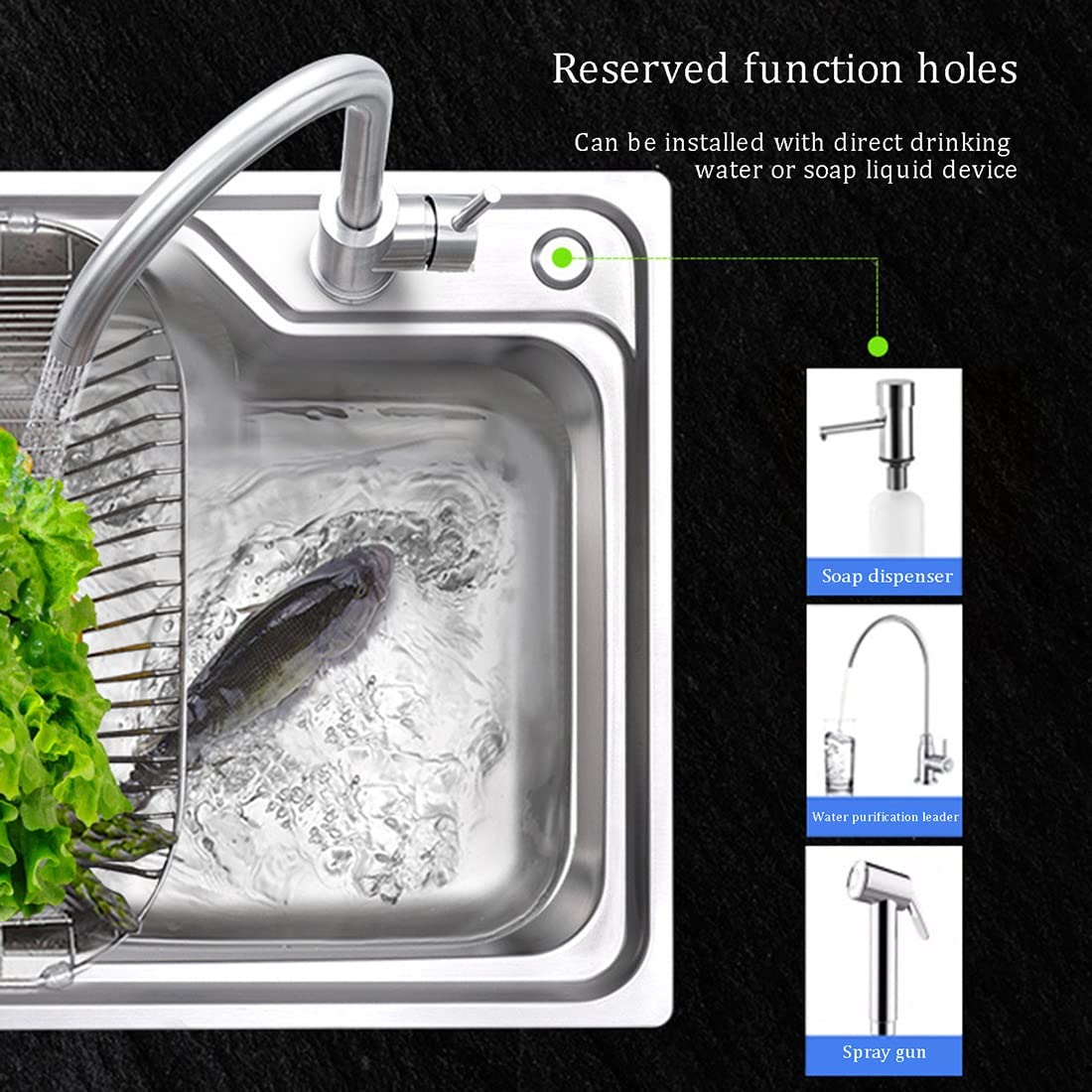Kitchen sink stainless steel sink with stand free-standing commercial restaurant kitchen washing station hand sink with drain basket for laundry backyard garage outdoor (Color: Hot co