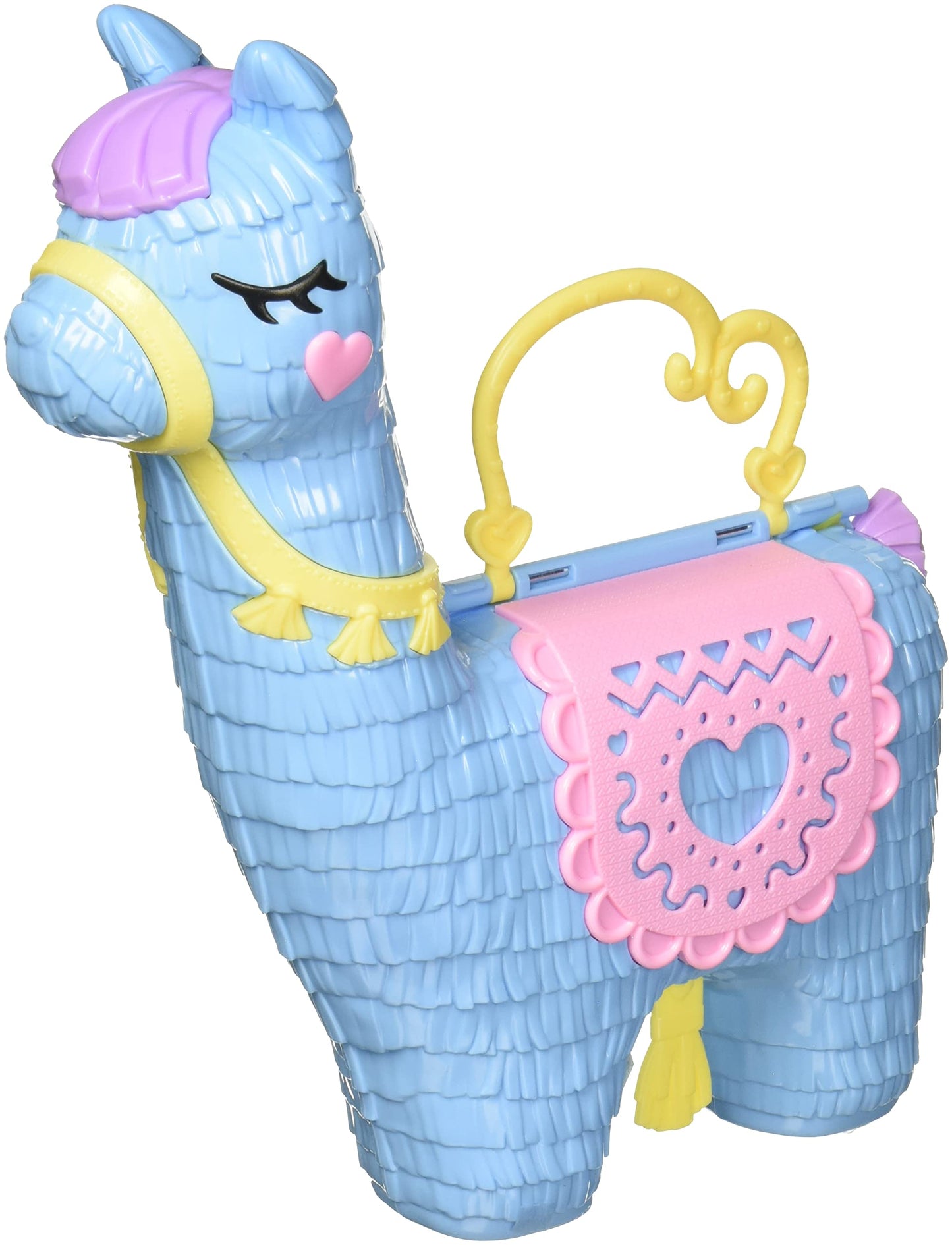 Polly Pocket case, llama in pajama party theme, with 25 accessories including 2 dolls and 2 llamas, interactive elements for immersive play, toy for ages 4 and up, HHX74.