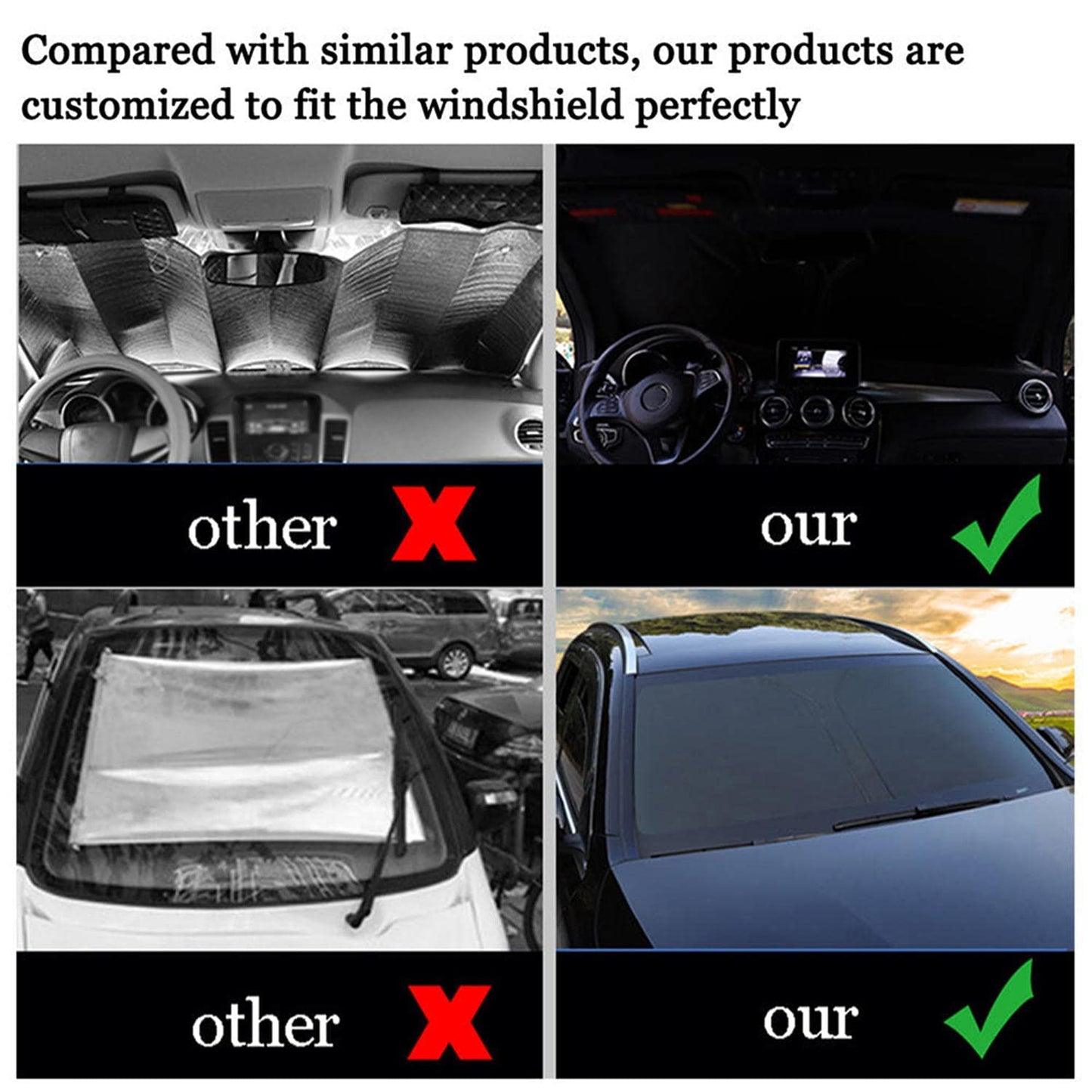 HABURN Car Front Window Sunshade Rotatable Foldable for Audi A3 Sportback 2016-2020 (8V Facelift 2016), Improved Heat Insulation Easy Storage UV Protection Sunshade, Black