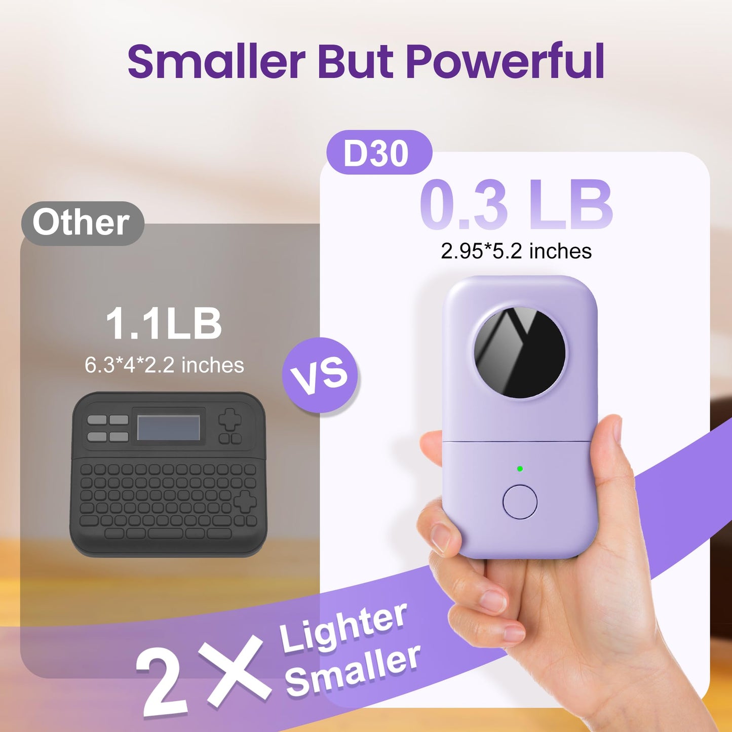 Phomemo D30 label maker, Bluetooth label printer, self-adhesive mini label printer compatible with iOS Android. Portable labeling device for home, kitchen, office - Purple.